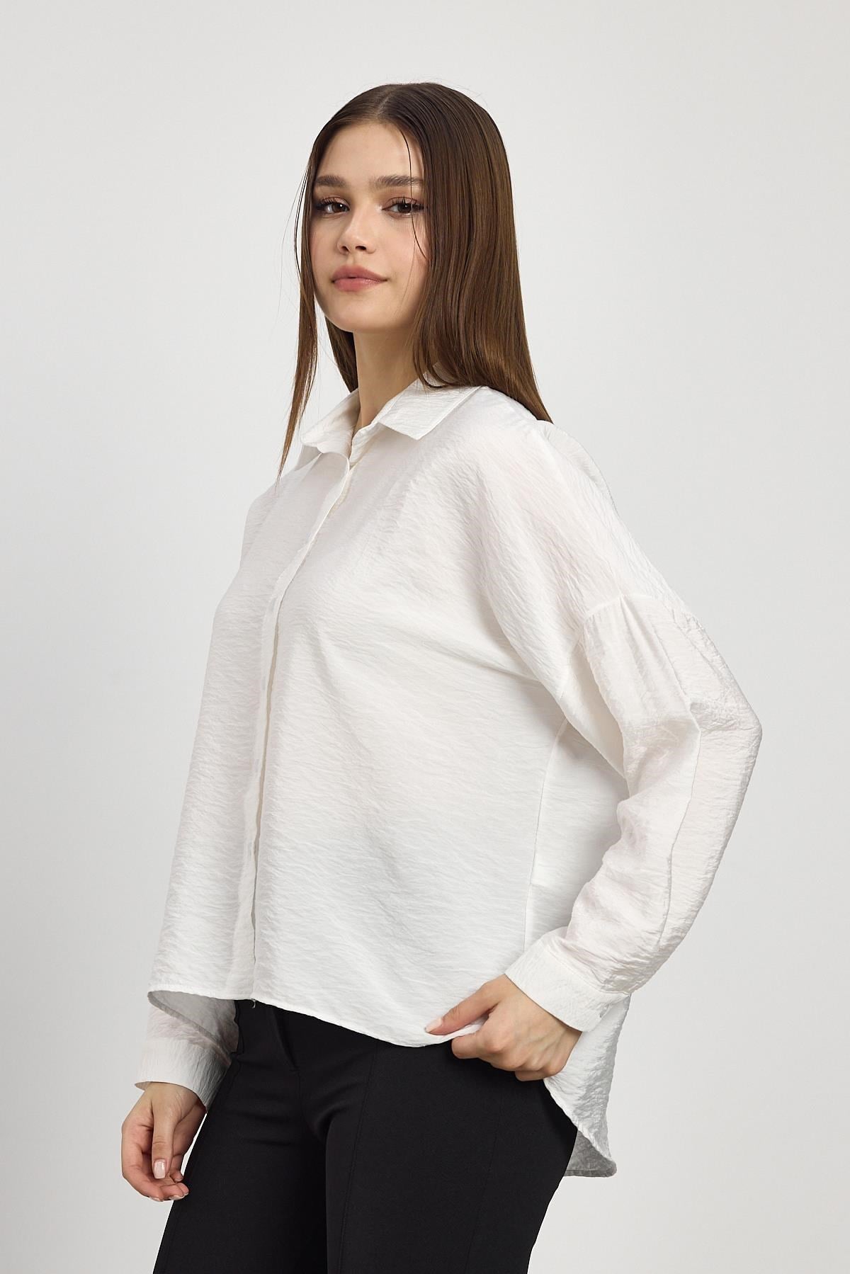 Beyaz Oversize Klasik Gömlek 4316A