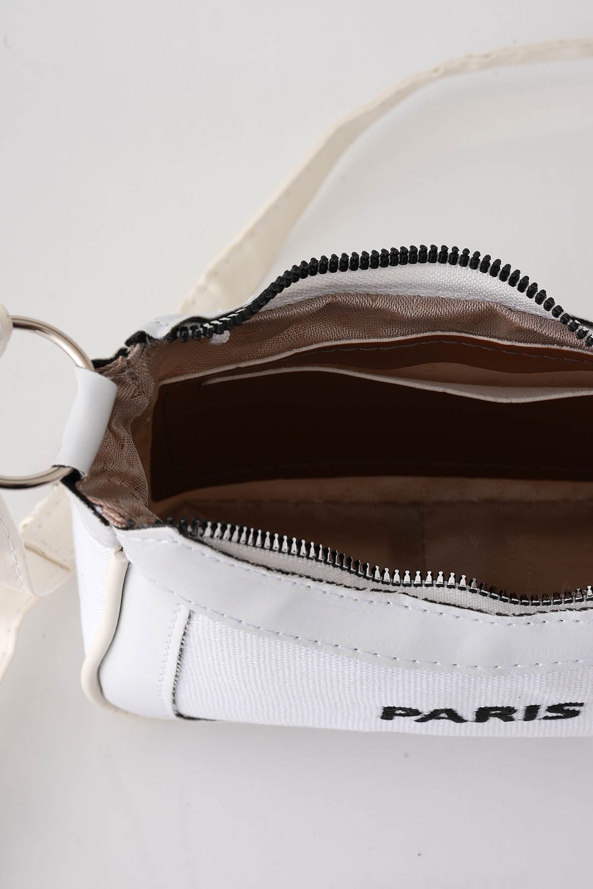 Beyaz Paris Baskılı Çanta 9102