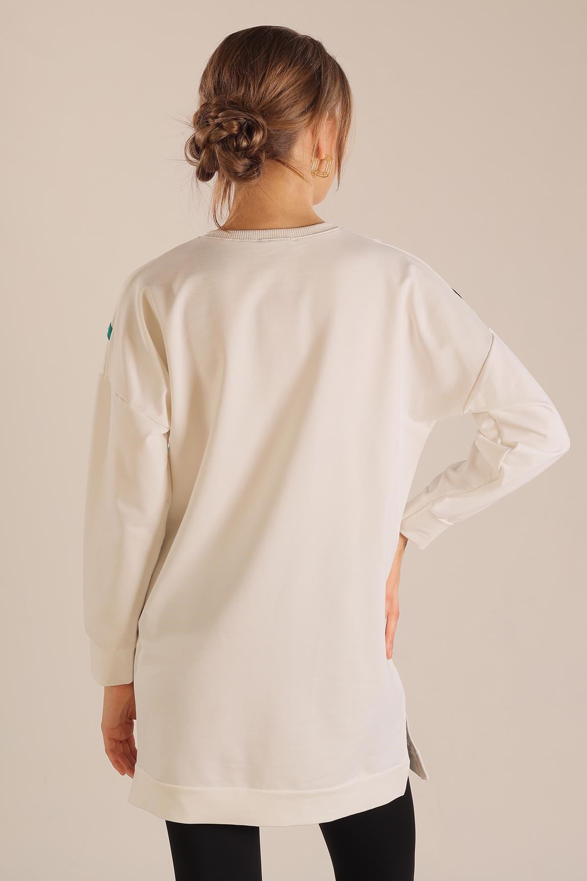 Beyaz Şerit Detay Sweat 2649