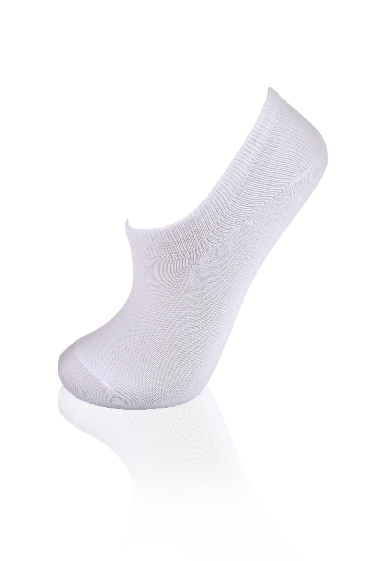 Beyaz Yuvarlak Lastik 3'lü Sneaker Çorap 1108