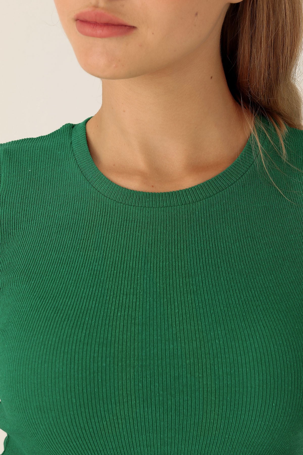 Bisiklet Yaka Bayan Bluz - 1405 Benetton Yeşili