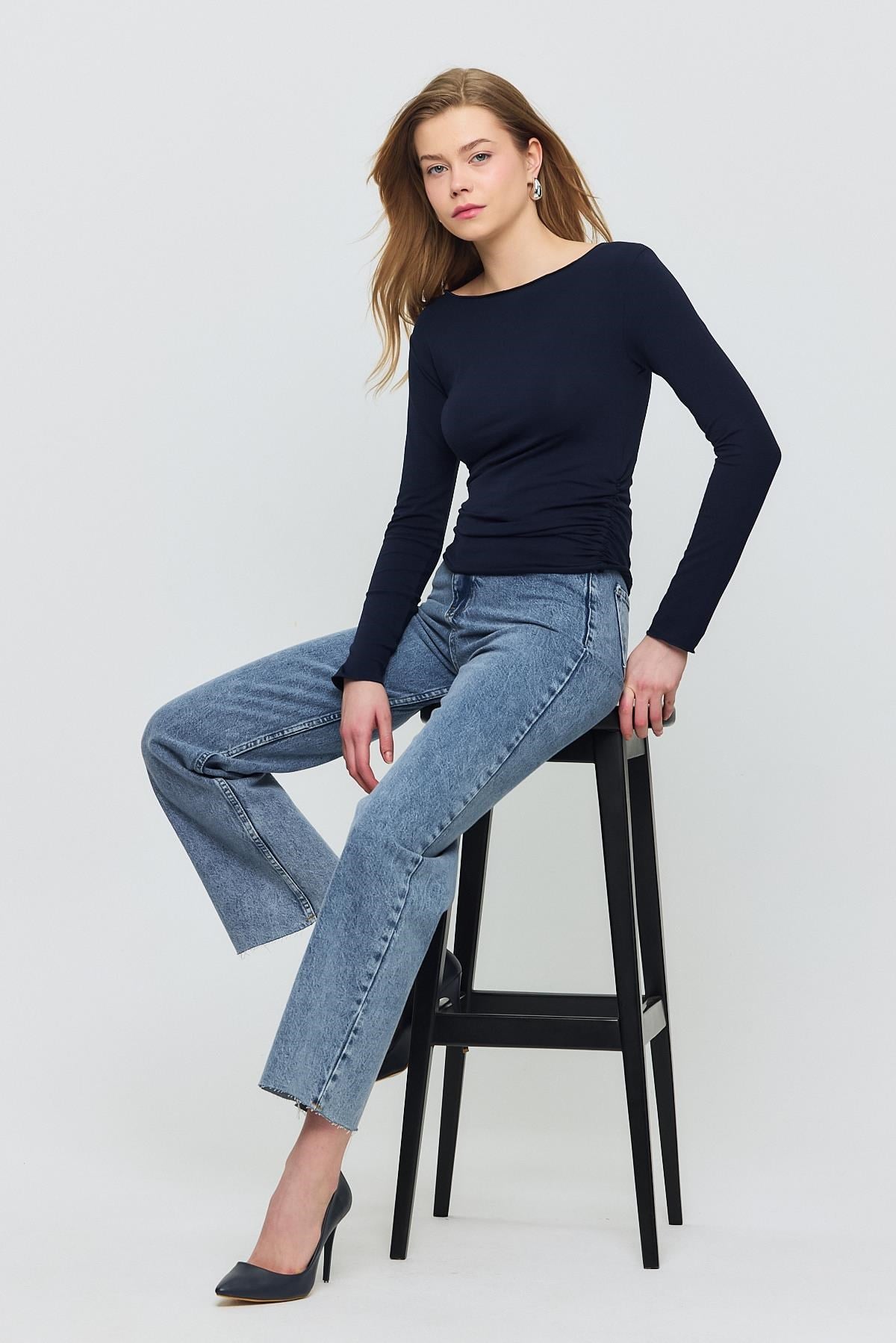 Bluz-Yanları Büzgülü Bluz 3027 Laci -rulem