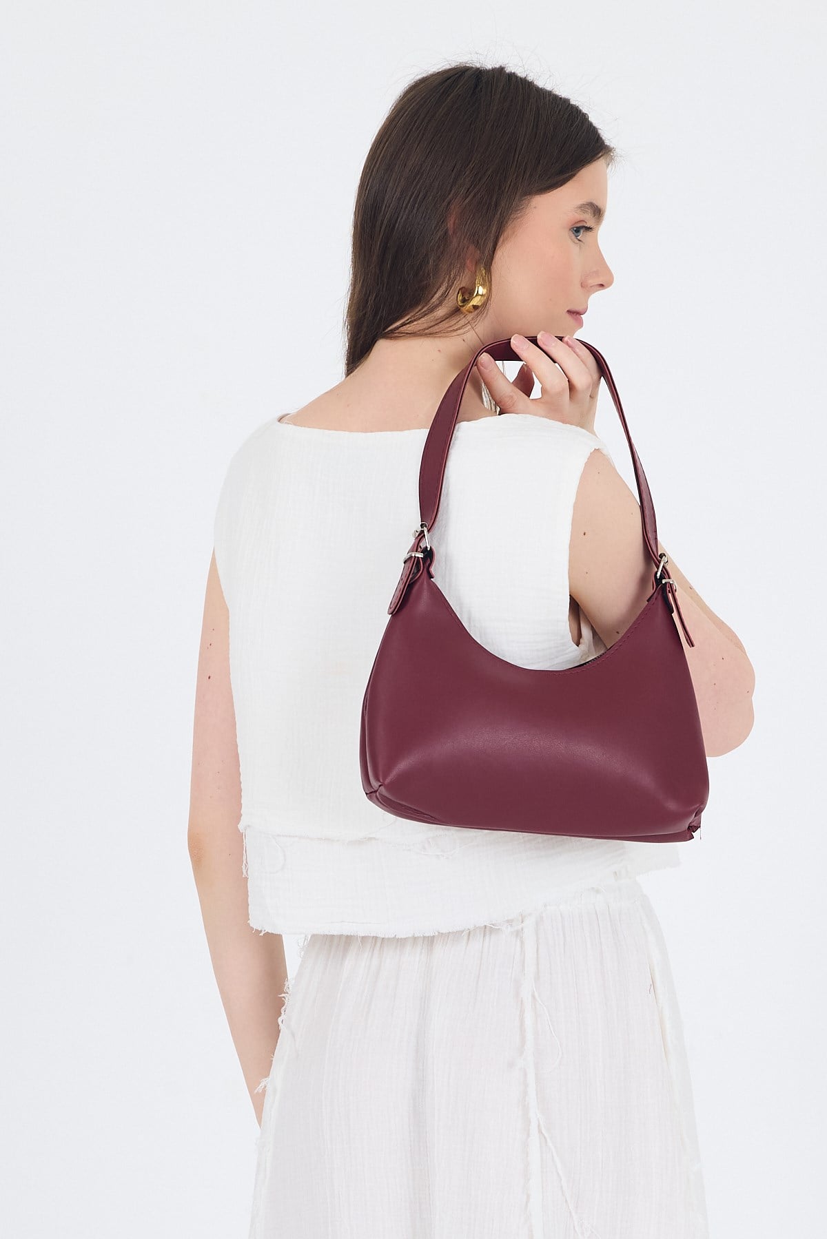 Bordo Baget El ve Omuz Çantası 9214