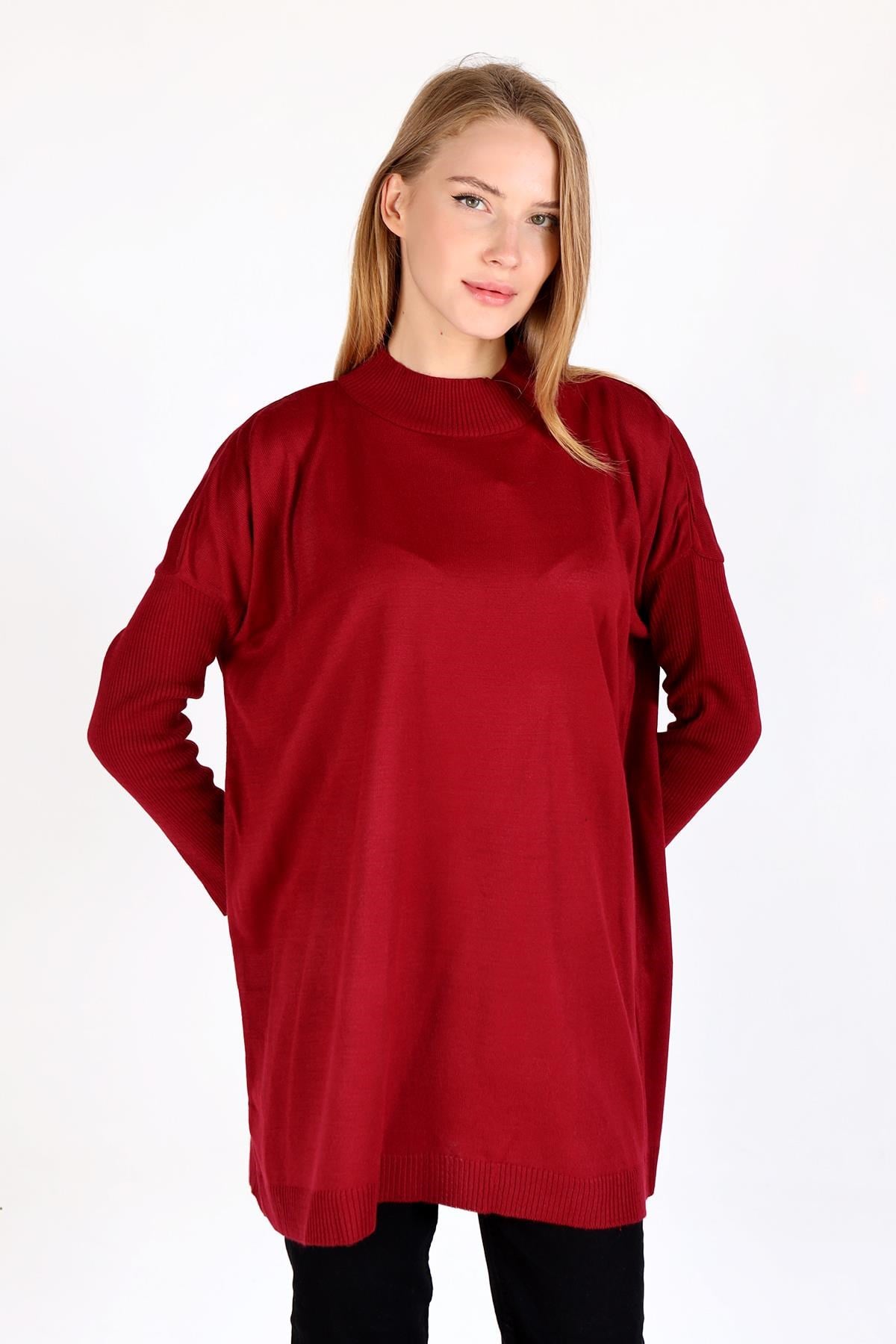Bordo Balıkçı Yaka Tunik 5315