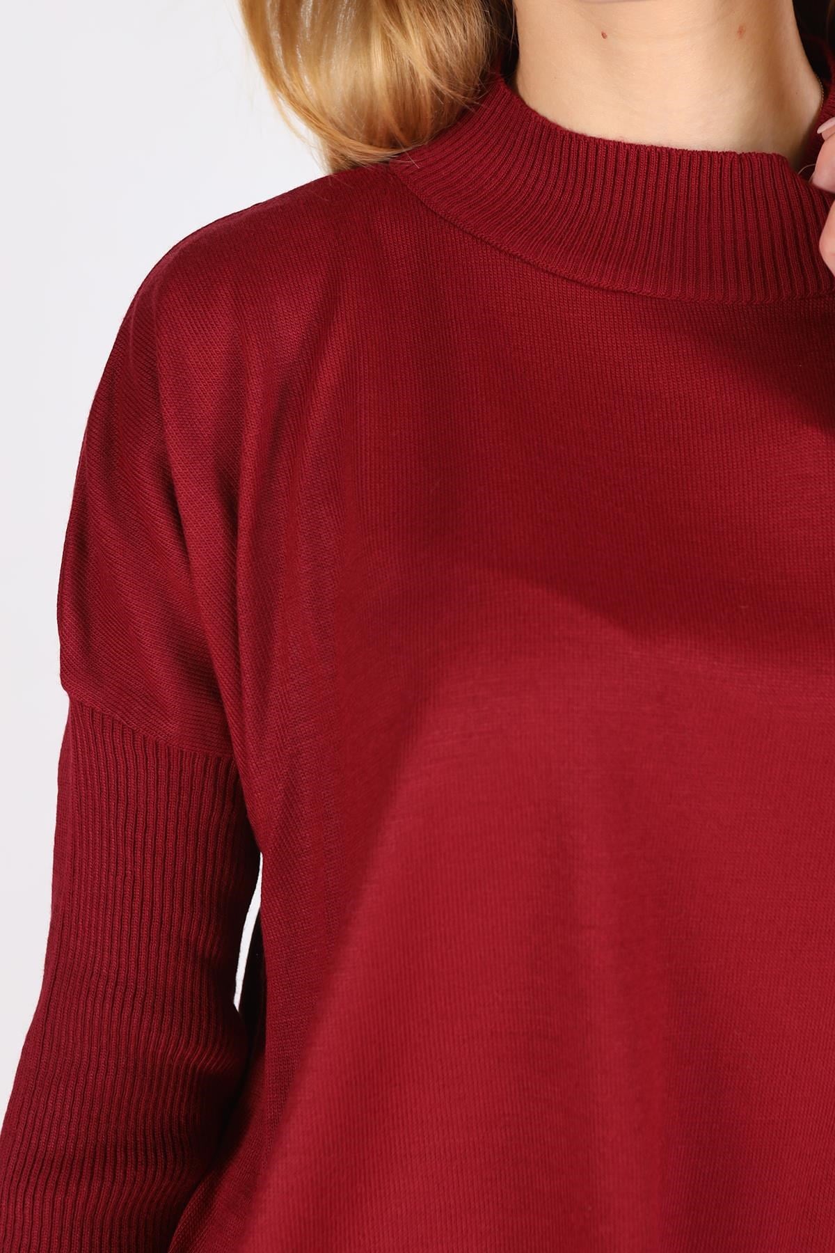 Bordo Balıkçı Yaka Tunik 5315