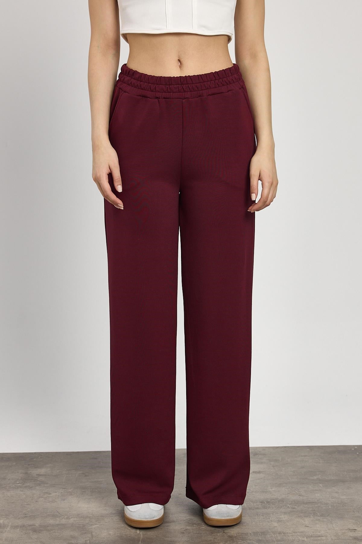 Bordo Bel Lastik Geniş Paça Oysho Eşofman 2001