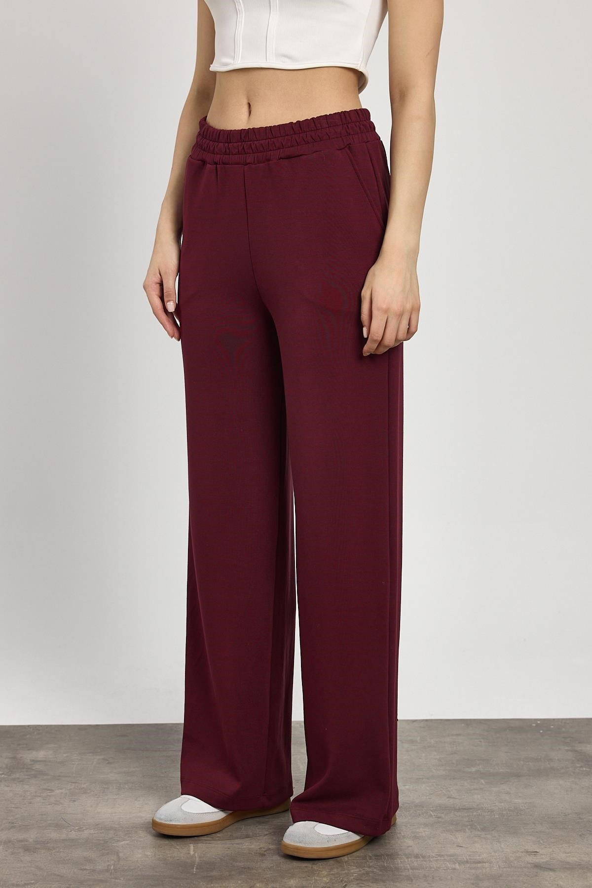 Bordo Bel Lastik Geniş Paça Oysho Eşofman 2001