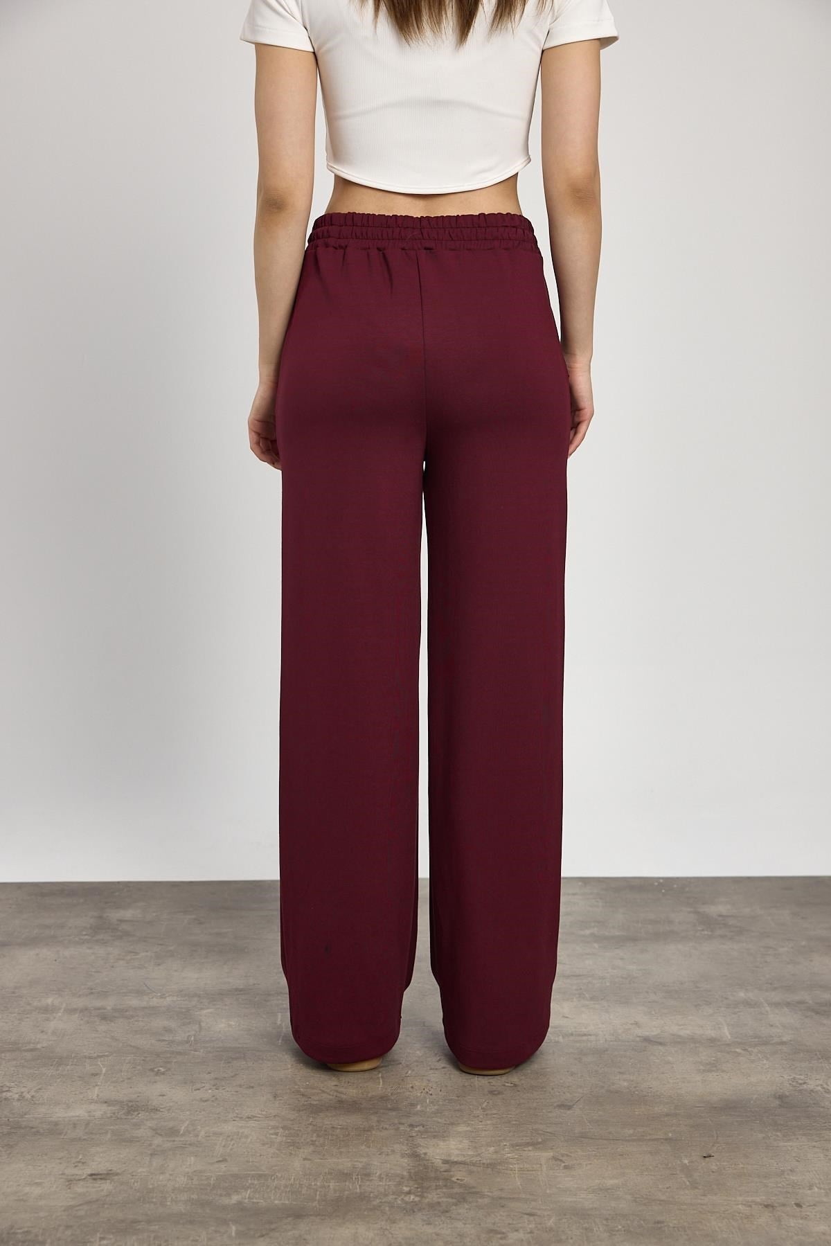 Bordo Bel Lastik Geniş Paça Oysho Eşofman 2001