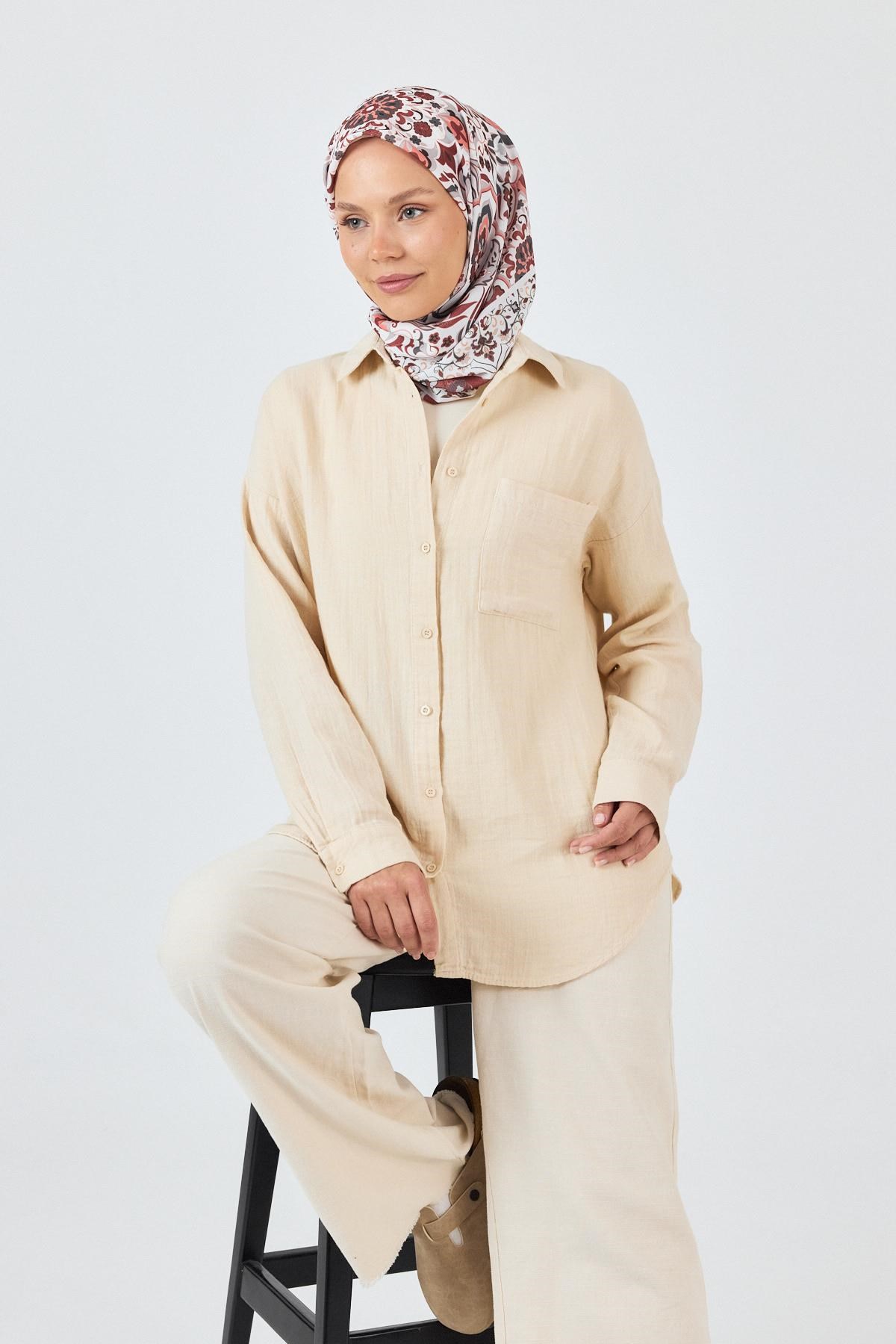 Bordo Desenli Eşarp 3005