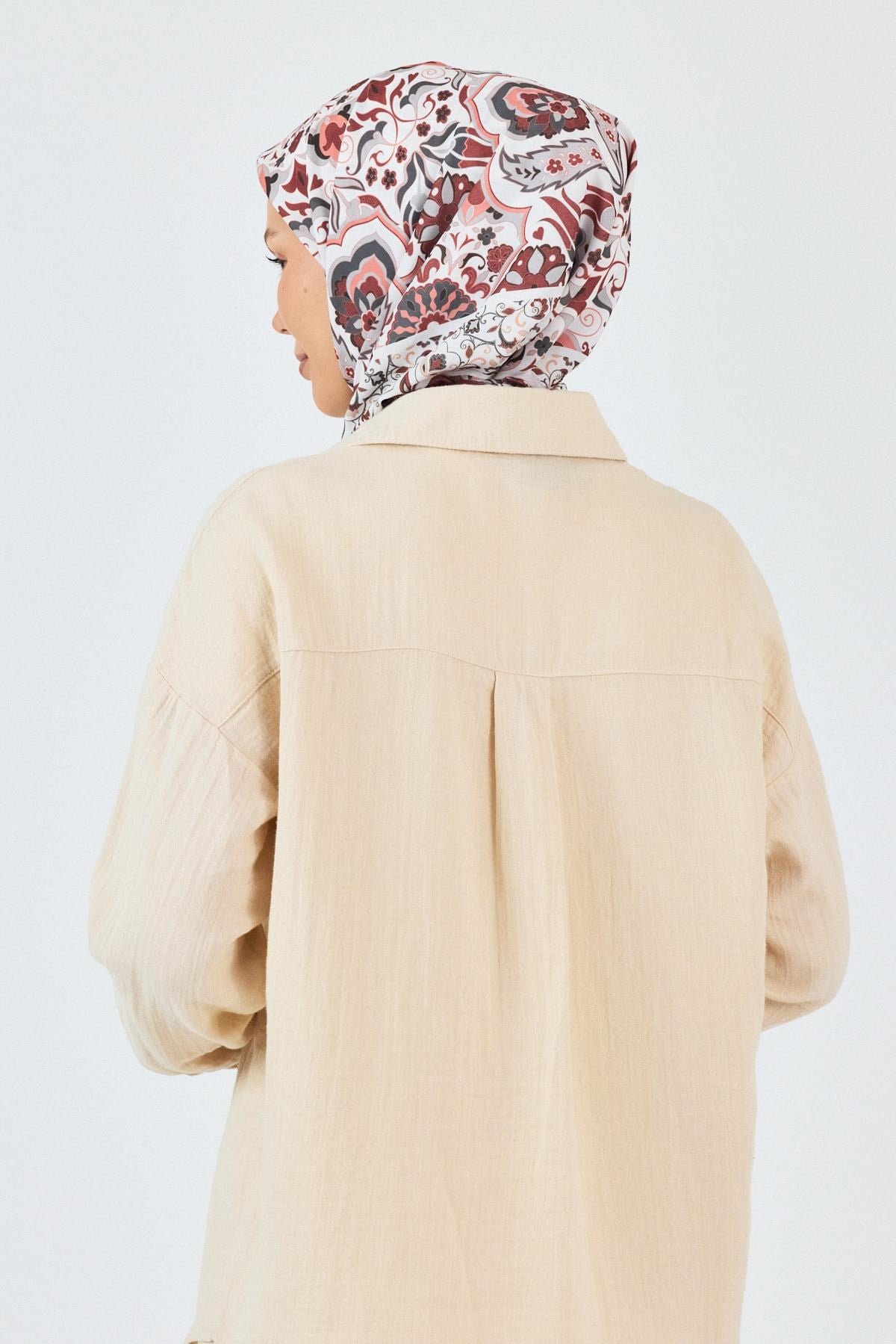 Bordo Desenli Eşarp 3005