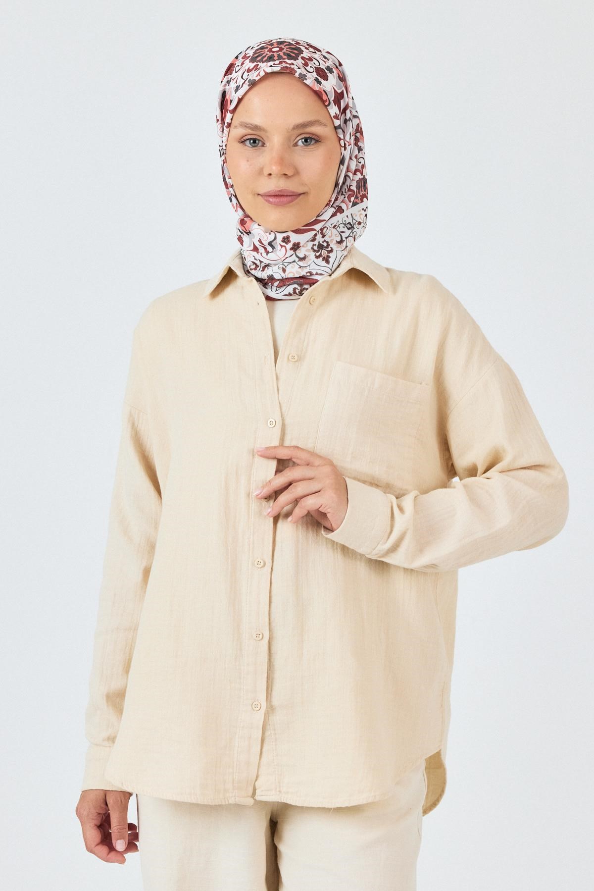 Bordo Desenli Eşarp 3005