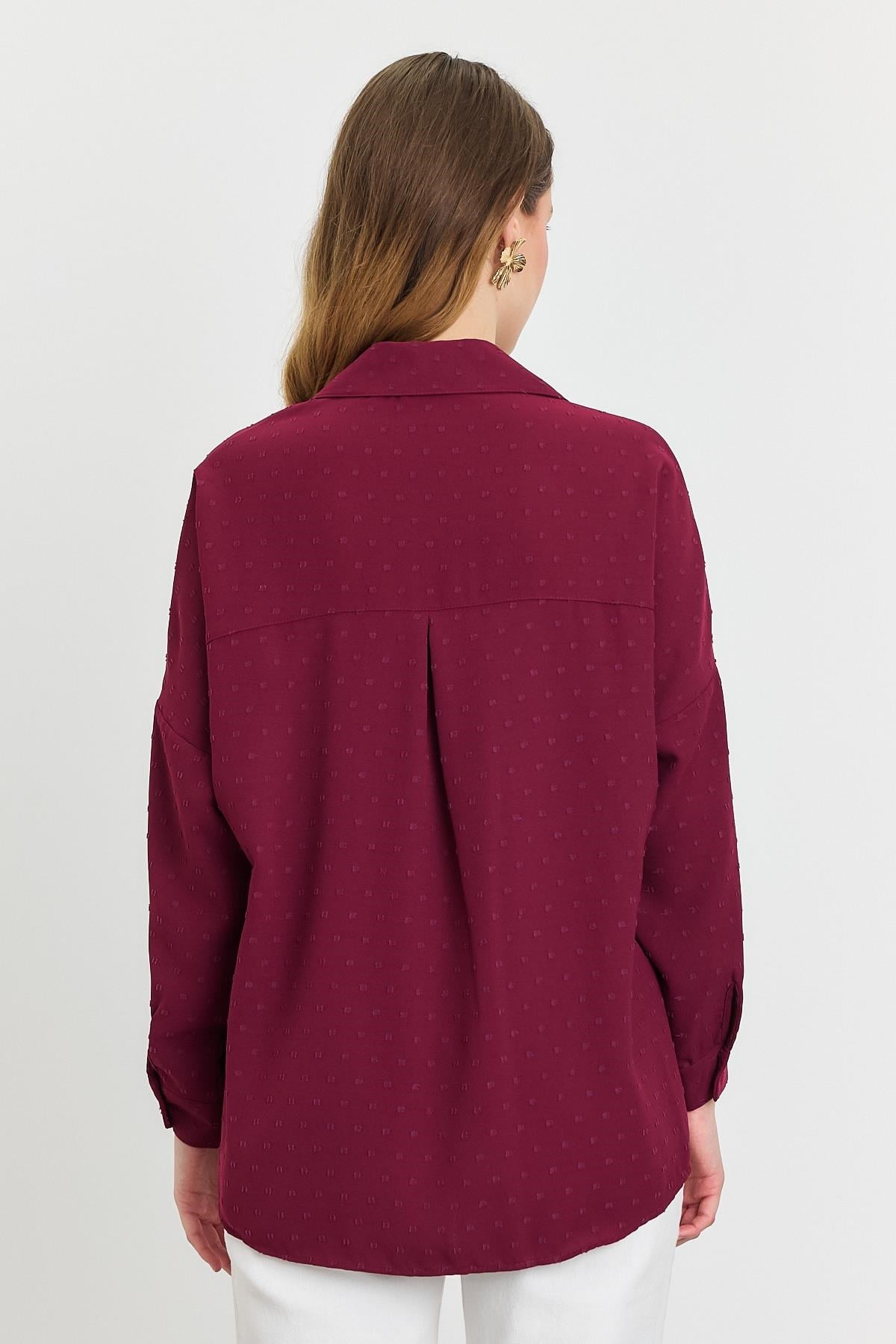 Bordo Desenli Salaş Gömlek 4635A