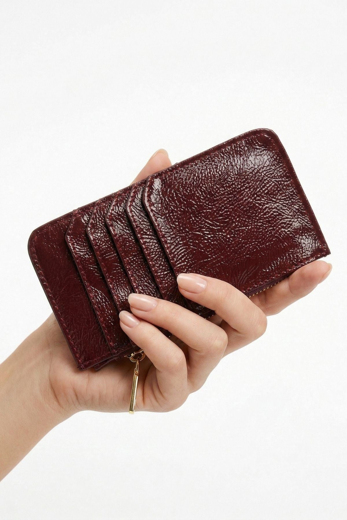 Bordo Fermuar Detaylı Parlak Kartlık 230