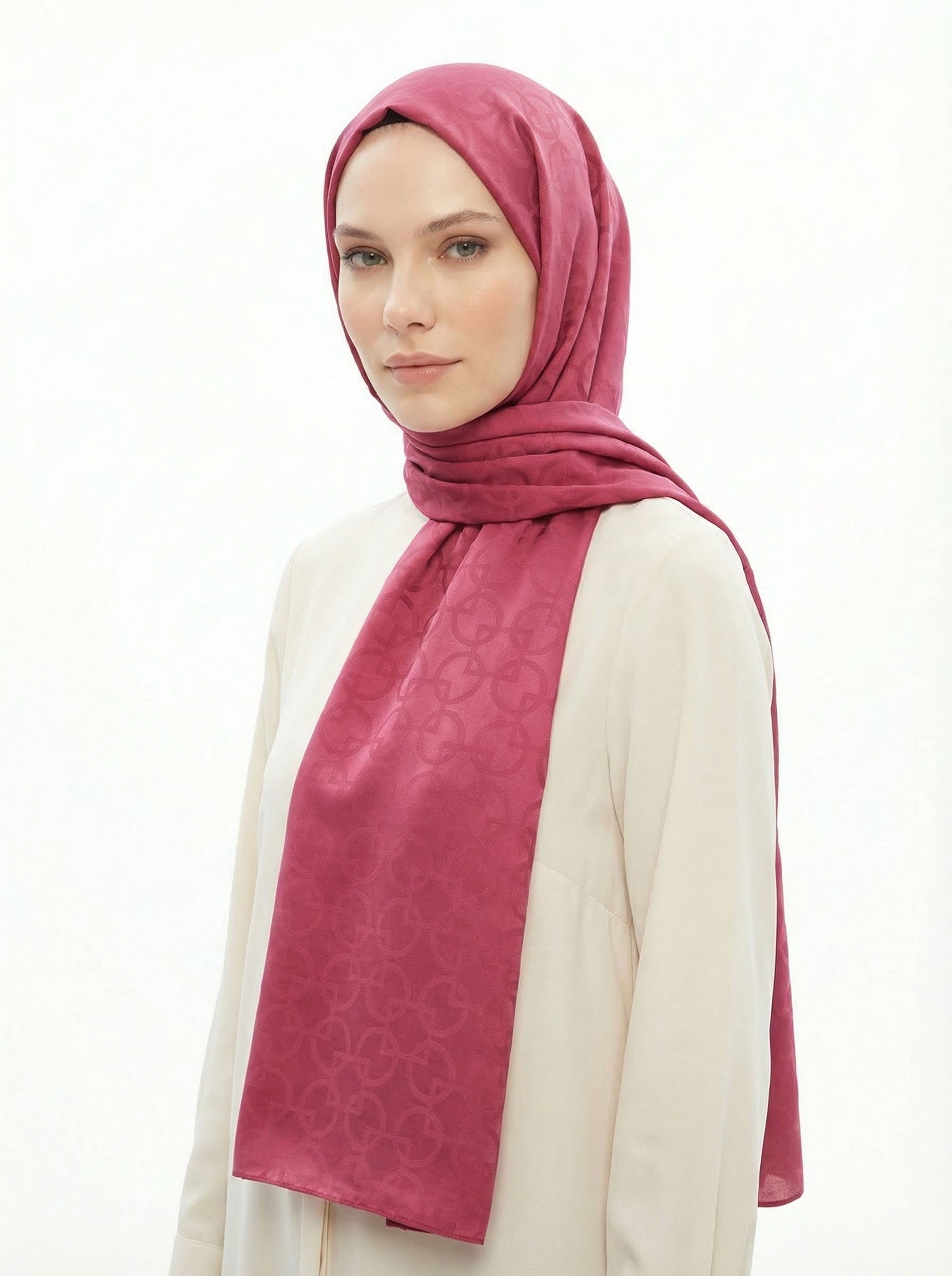 Bordo  Halka Desen Jakarlı Şal 5685