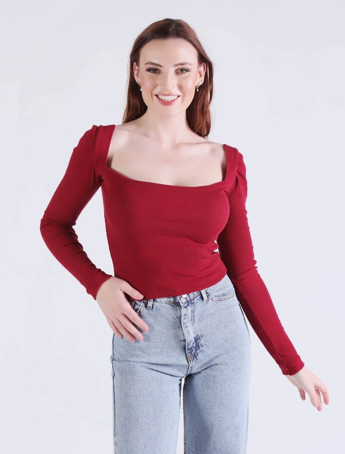 Bordo Karpuz Kol Bluz 1054