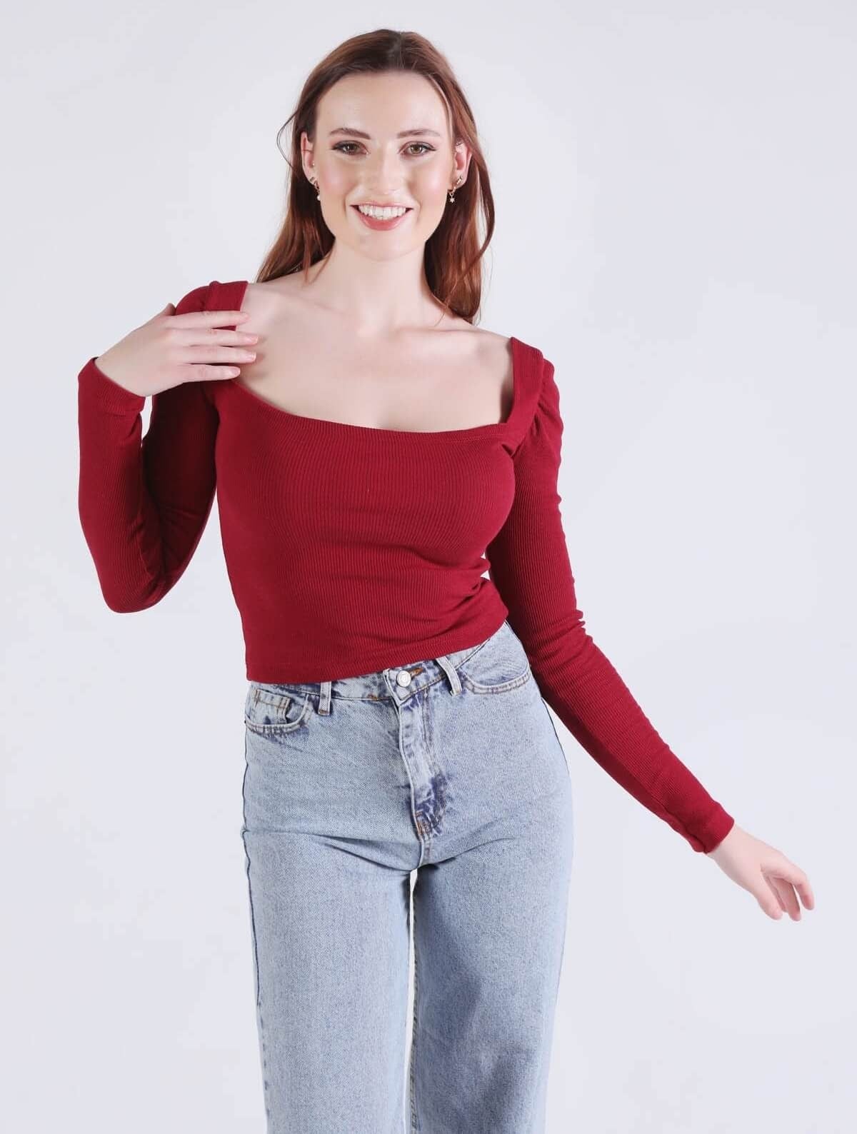 Bordo Karpuz Kol Bluz 1054