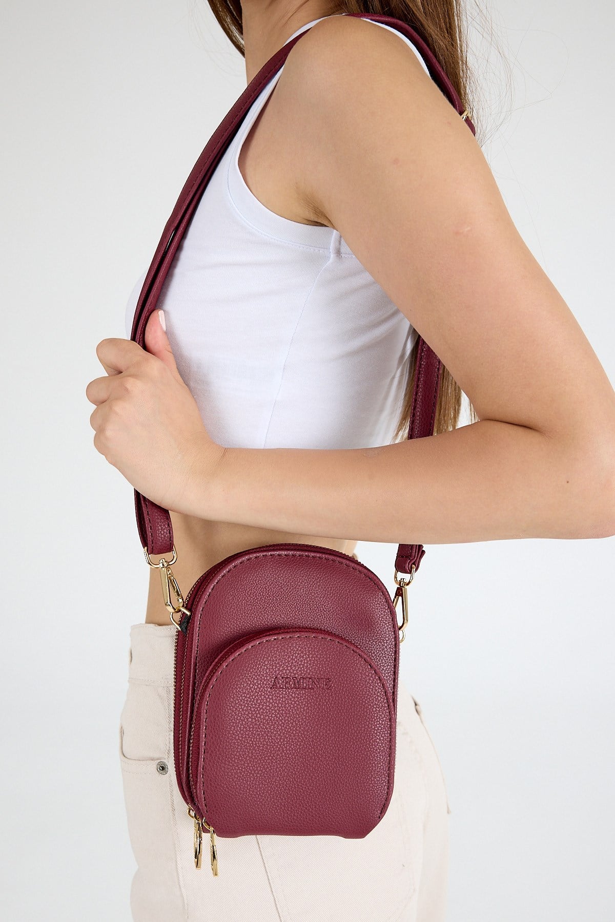 Bordo Ön Cepli Mini Çarpraz Askılı Çanta 384