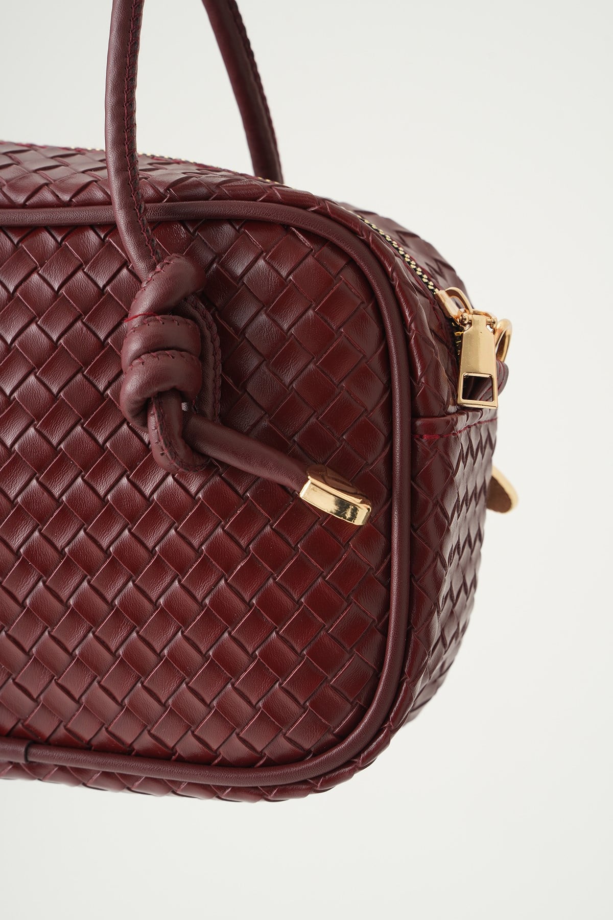 Bordo Örgülü Omuz Çantası 9228