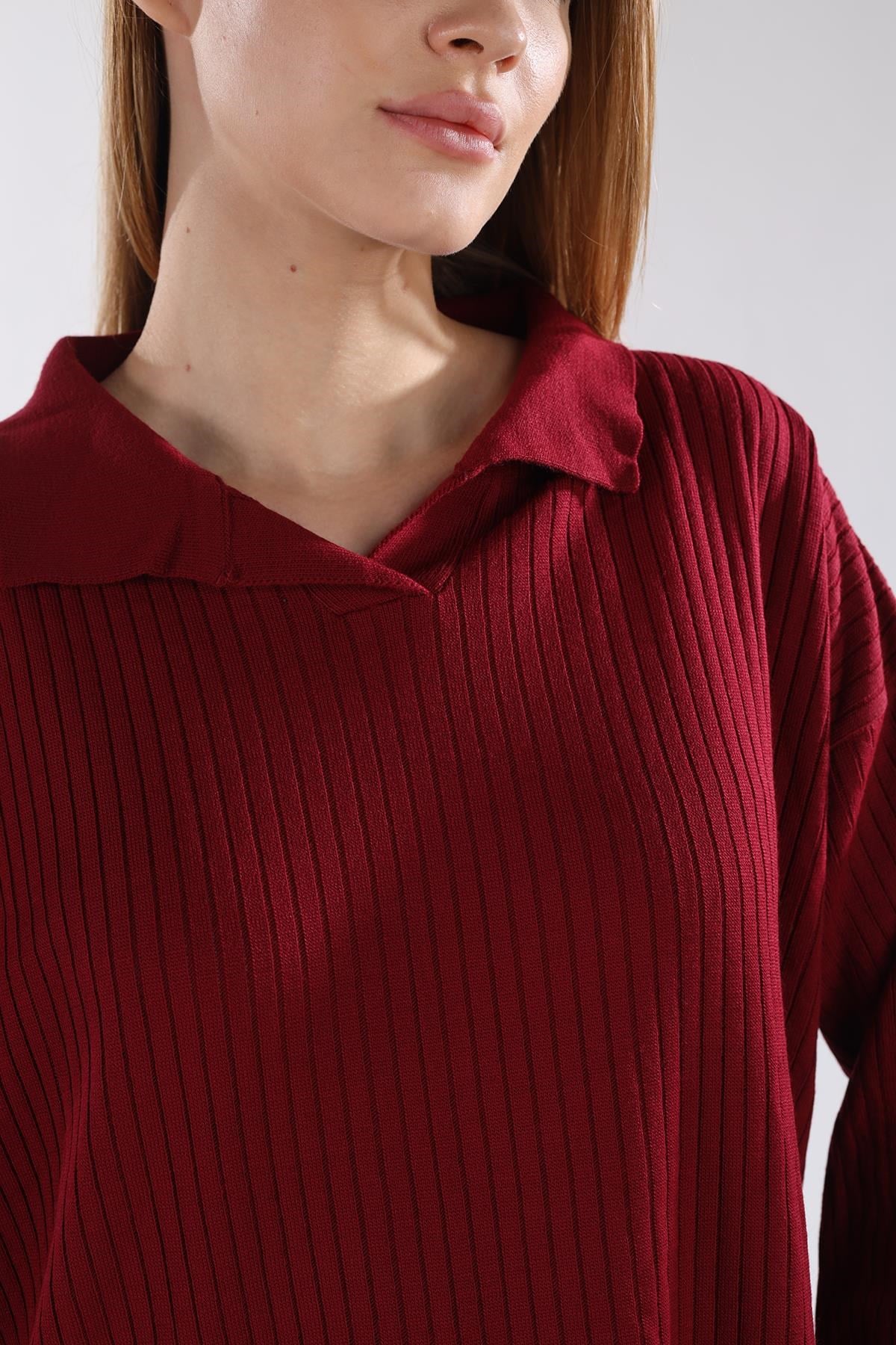 Bordo Polo Yaka Tunik 5410