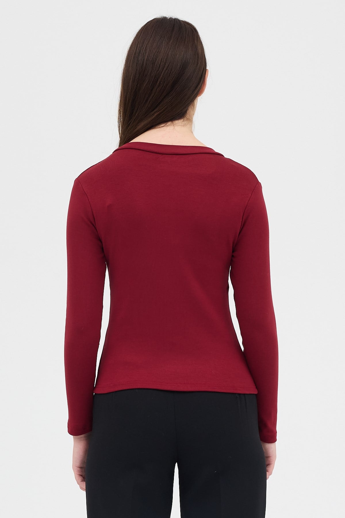 Bordo V Yaka Uzun Kol Body 1452