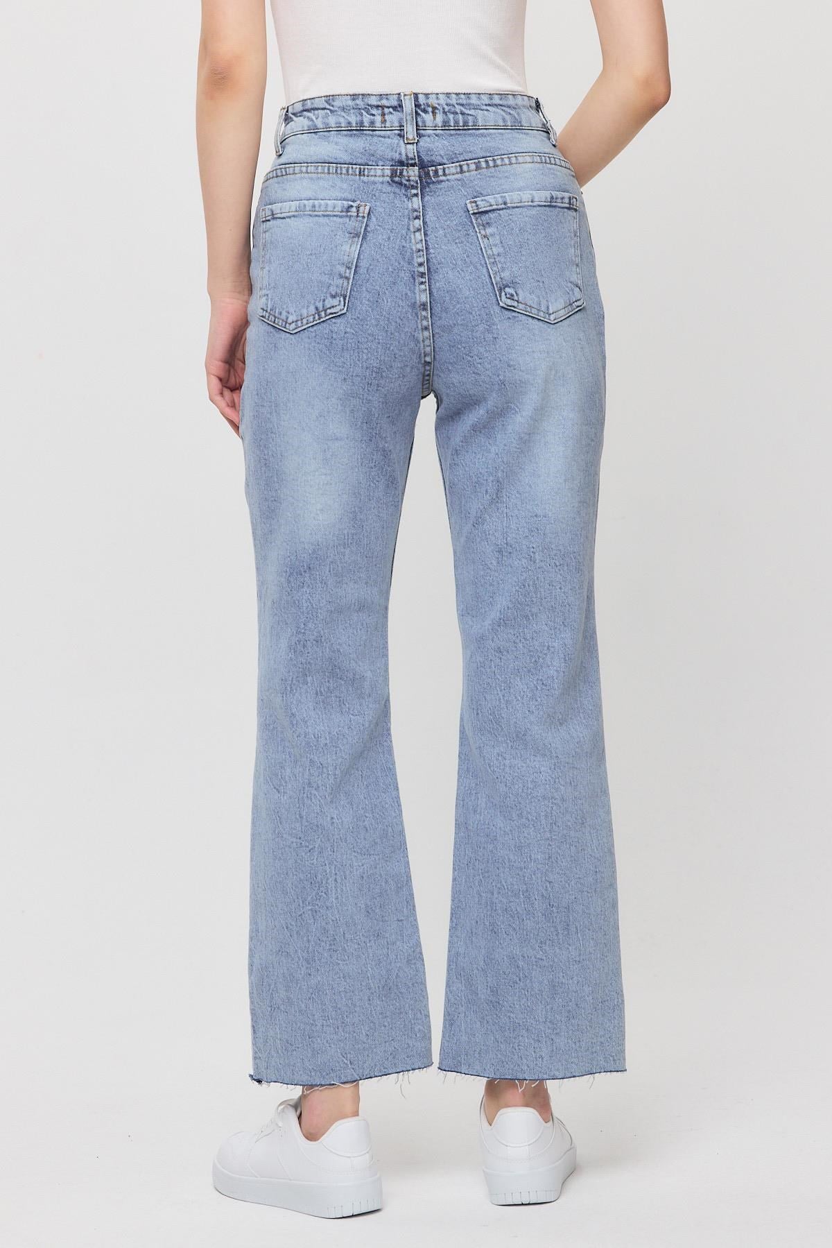 Buzkar 12032 Paçası Kesik Straight Jean