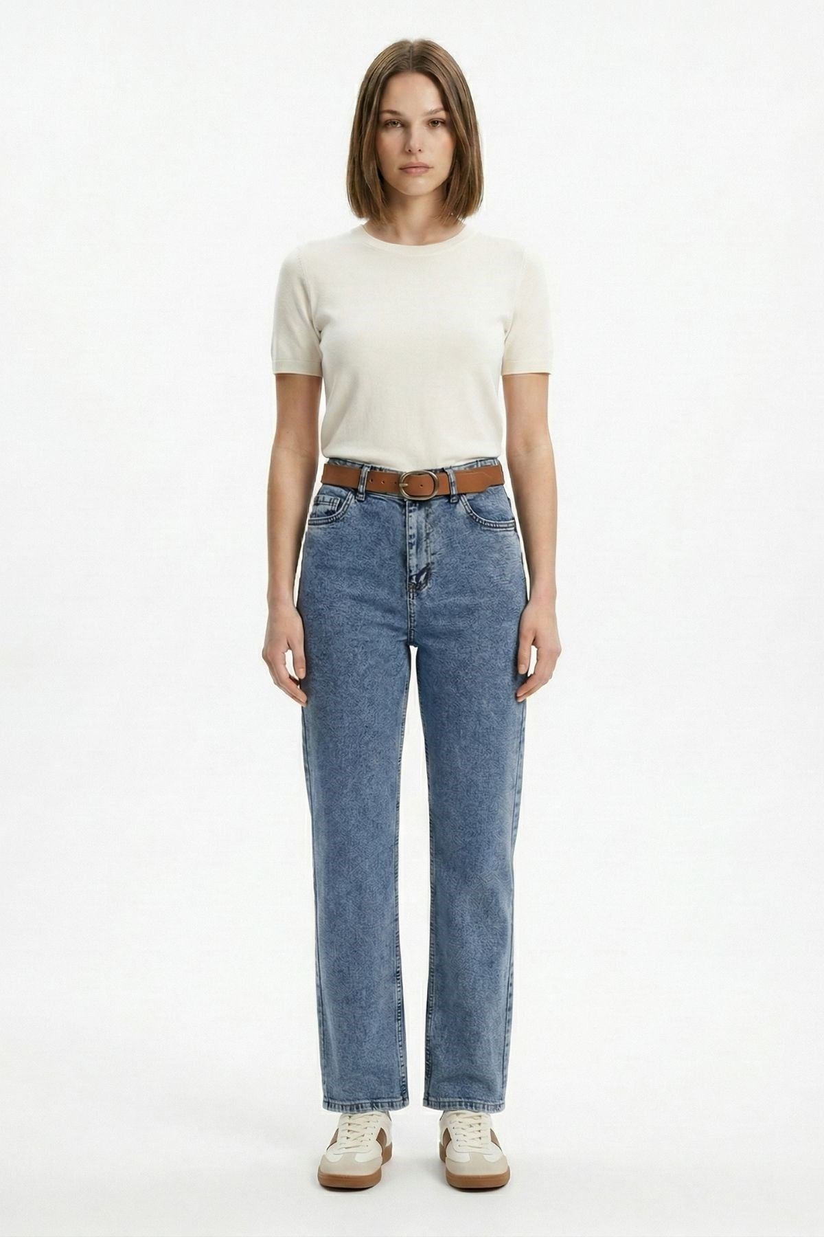 Buzkar Kemerli Likralı Jean 3043