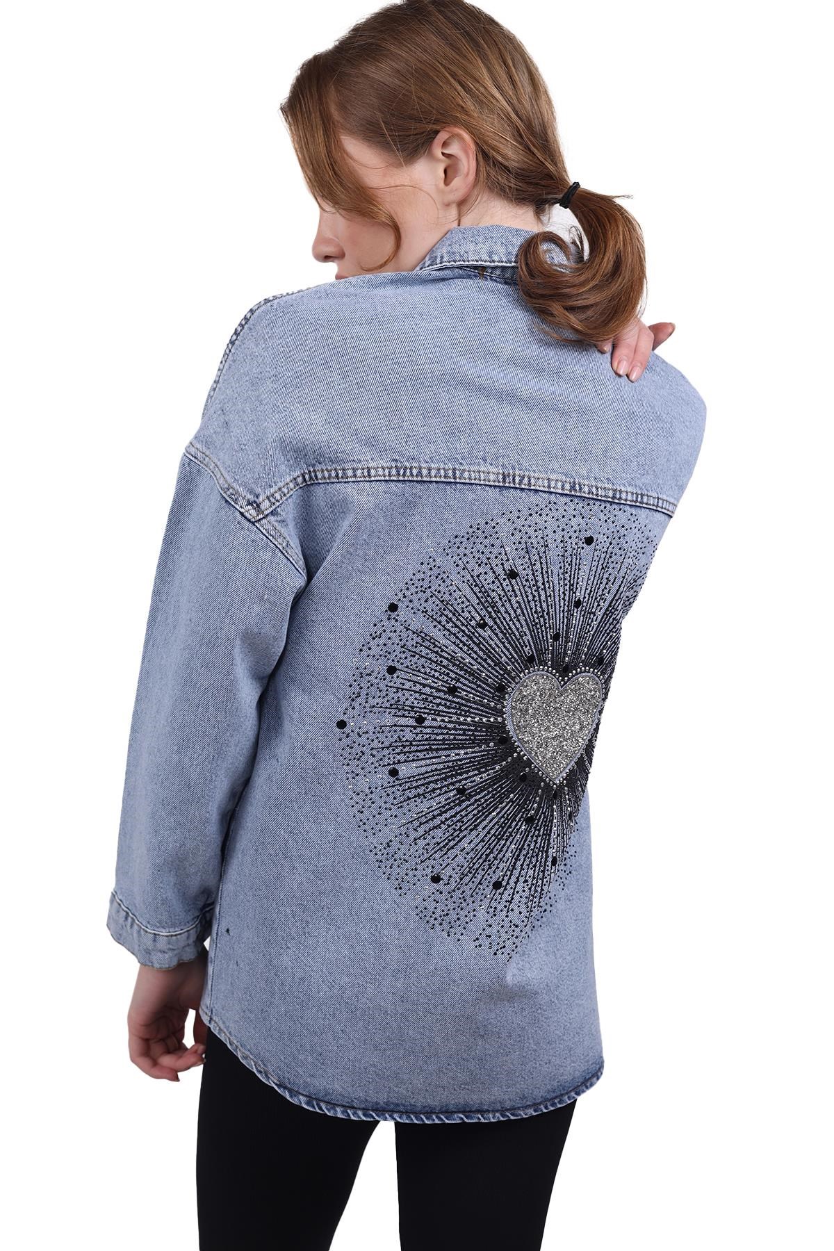 Buzkar Yıldız Taşlı Jean Ceket 9064