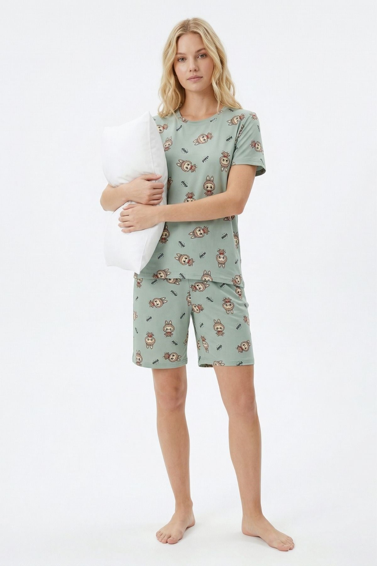 Çağla Labubu Desen Tişört Pijama Takım 0710