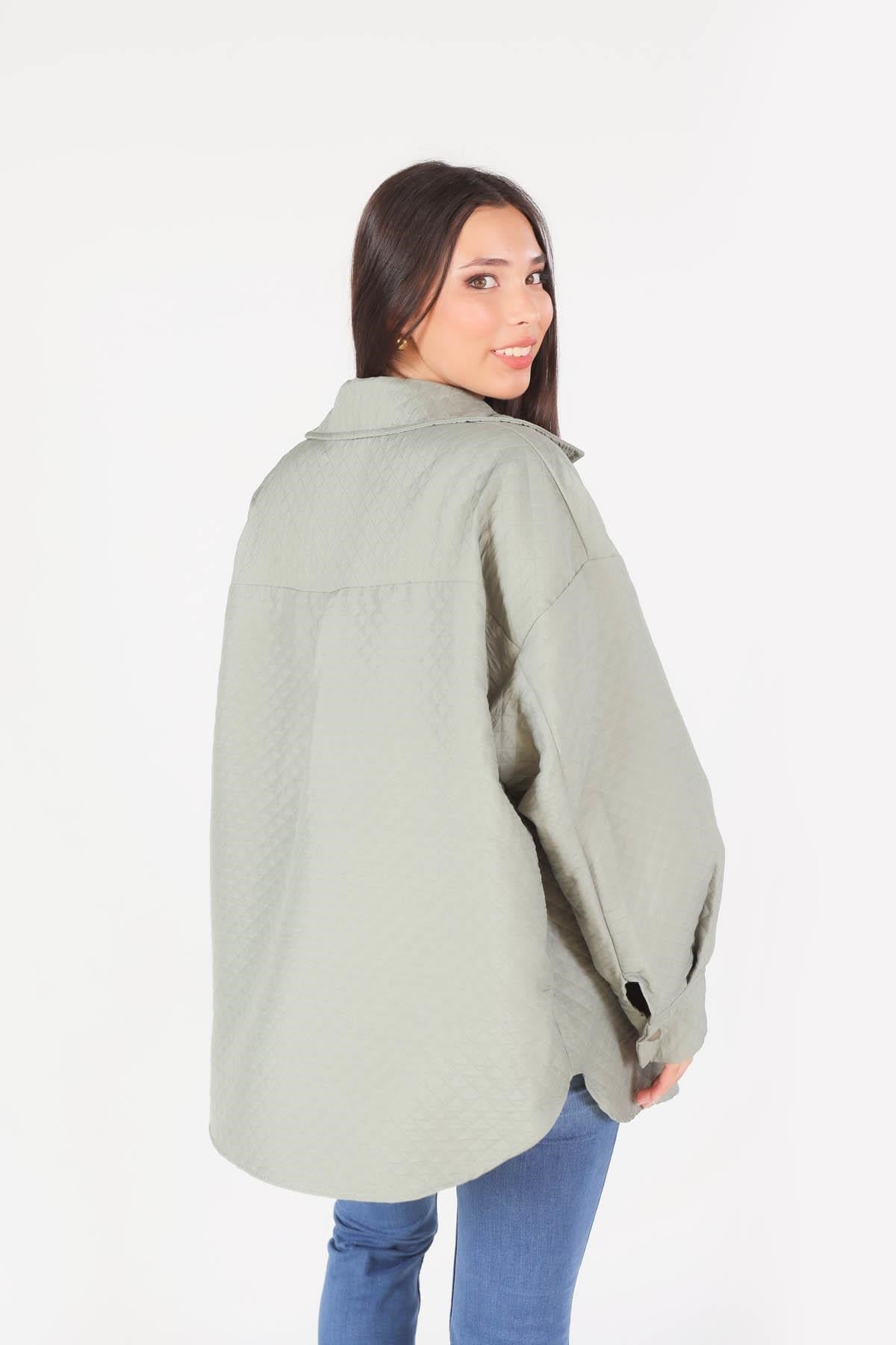 Çağla Yeşili Kapitone Oversize Ceket 1017