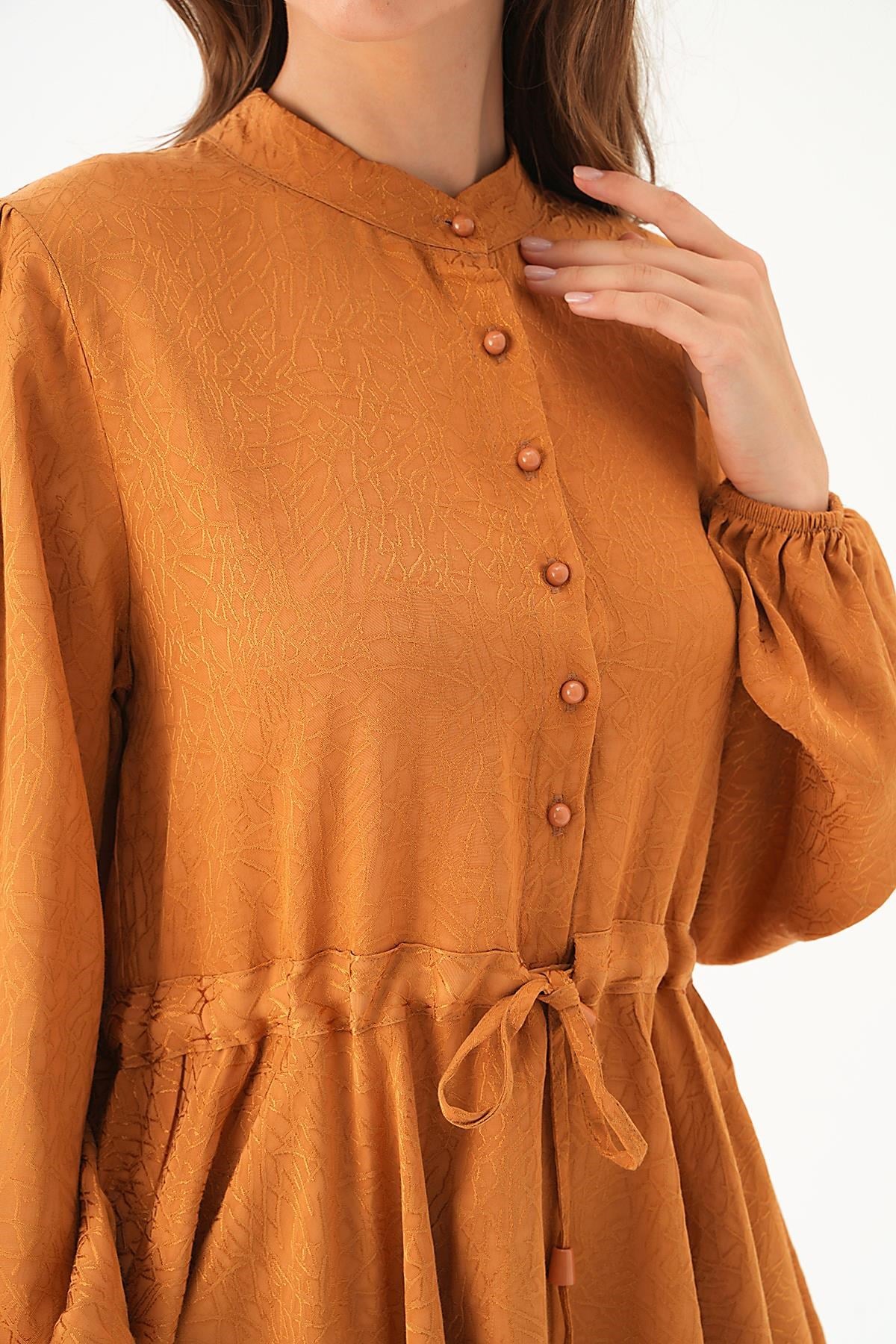 Camel Bağlama Detay Desenli Tunik 4218A