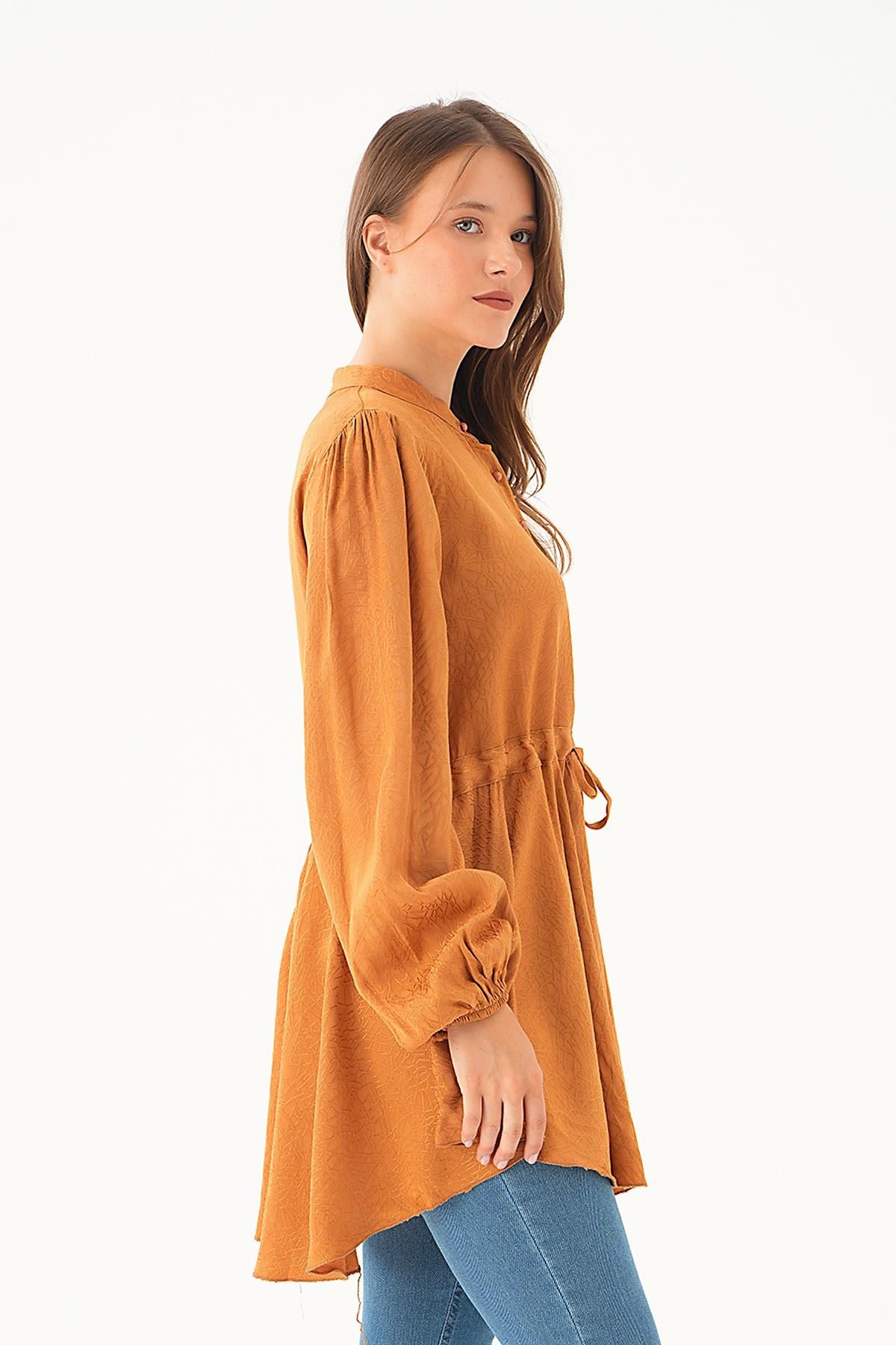 Camel Bağlama Detay Desenli Tunik 4218A