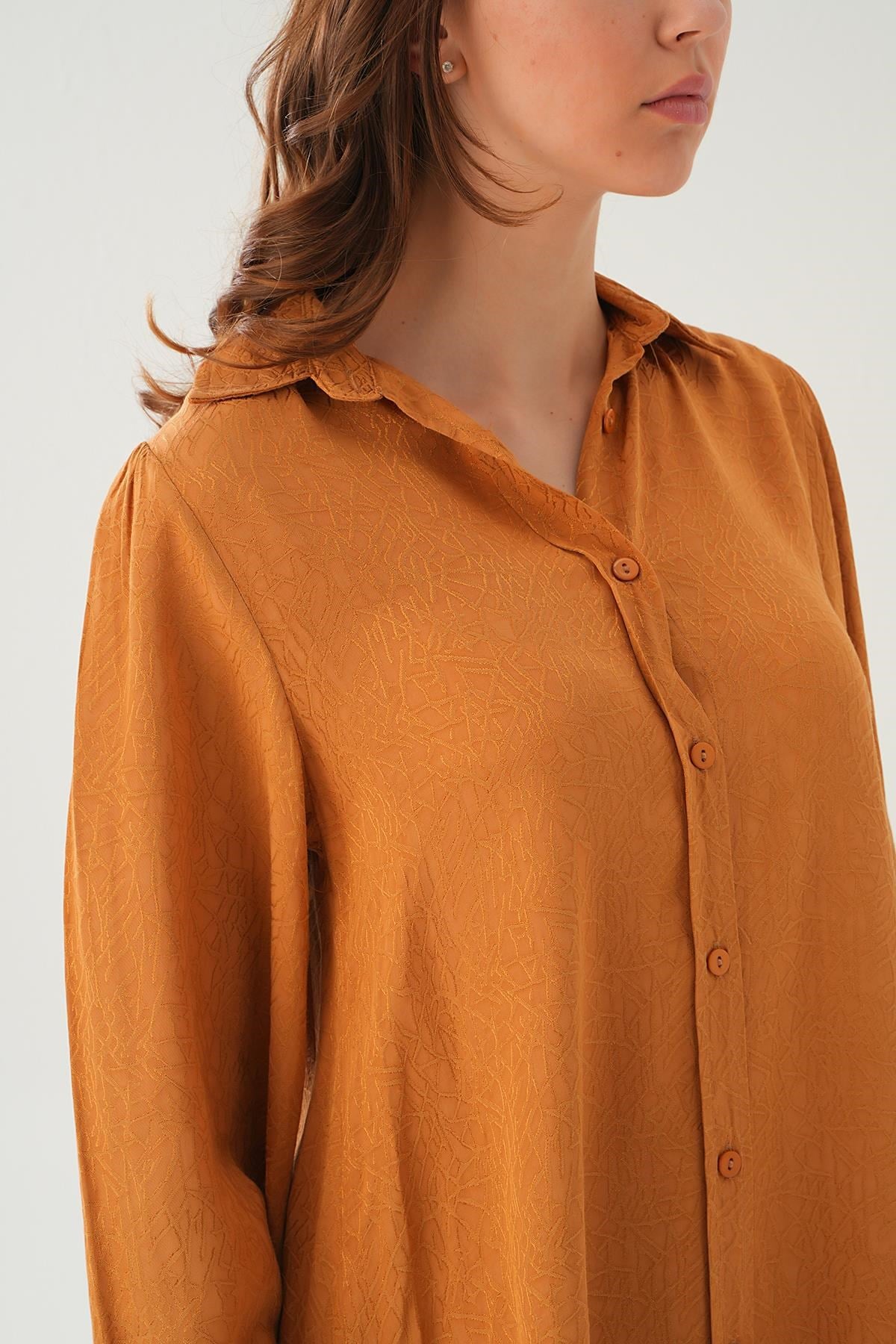 Camel Balon Kol Desenli Tunik 4208A