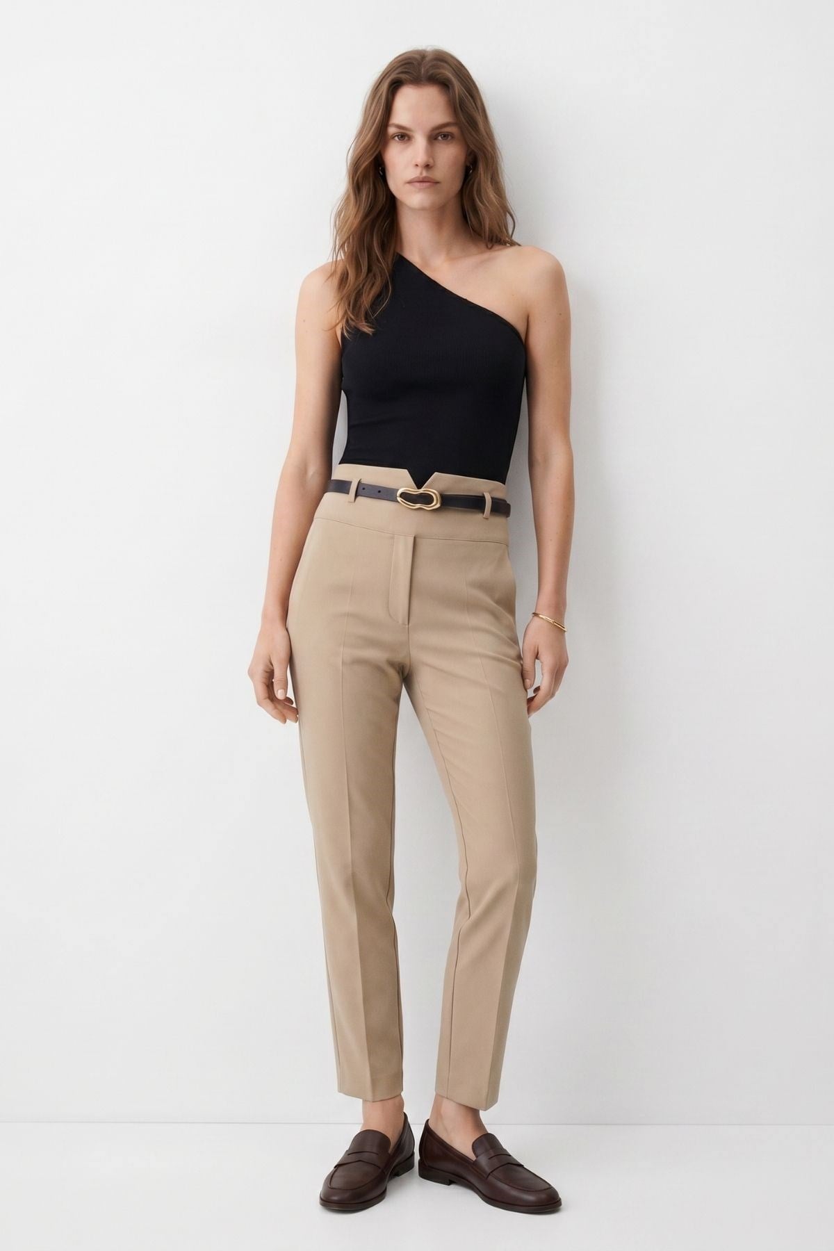Camel Bel V Kesim Kemerli Pantolon 8404A