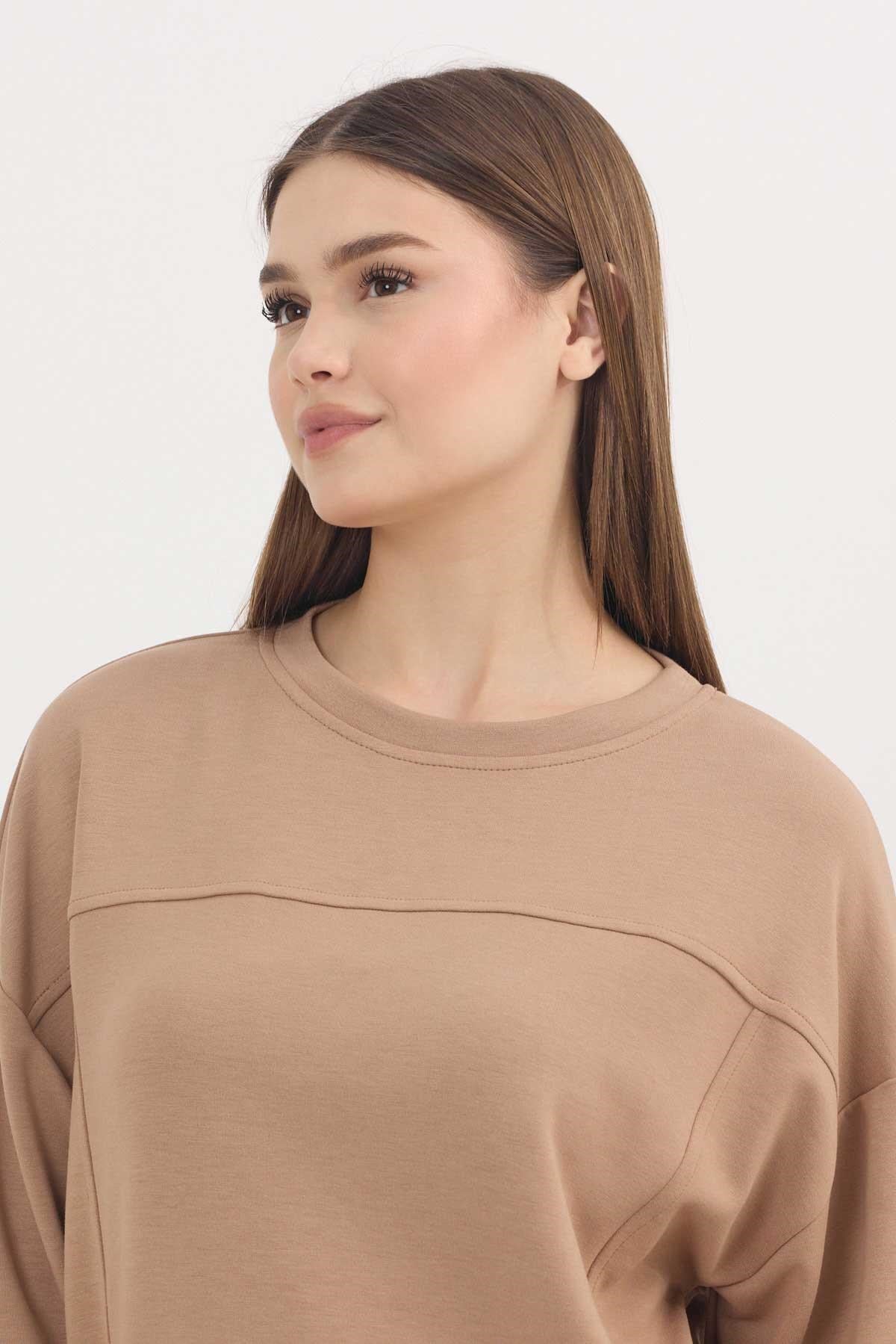 Camel Bisiklet Yaka Parçalı Oysho Sweat 3000