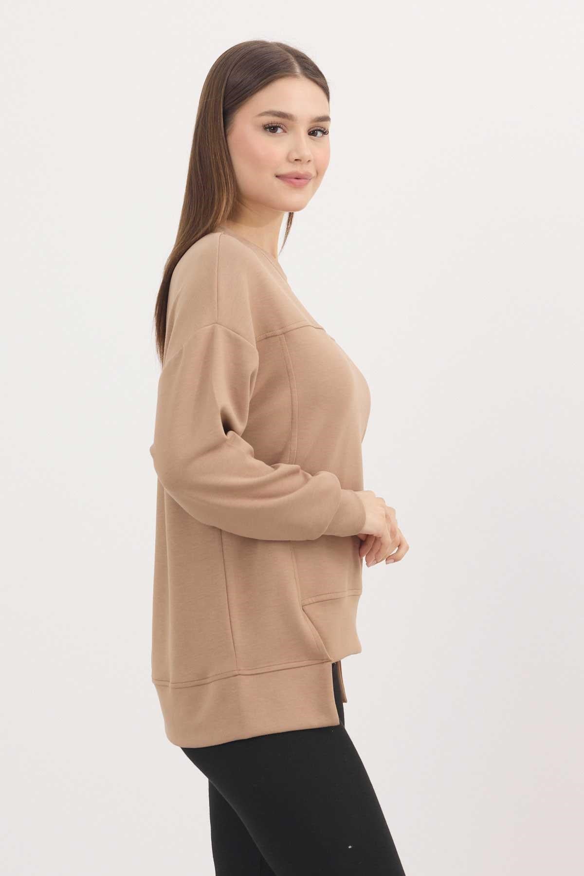 Camel Bisiklet Yaka Parçalı Oysho Sweat 3000