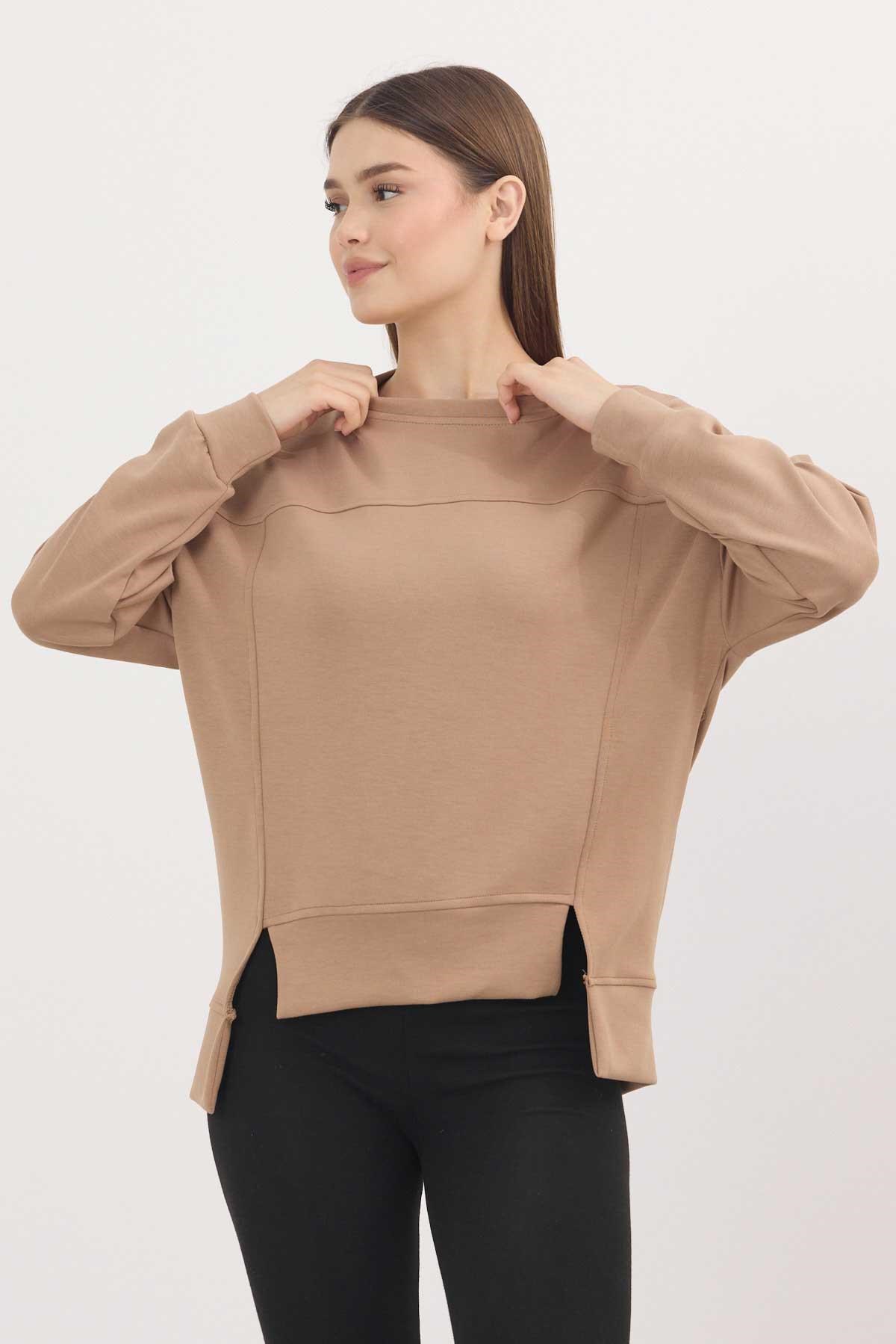 Camel Bisiklet Yaka Parçalı Oysho Sweat 3000