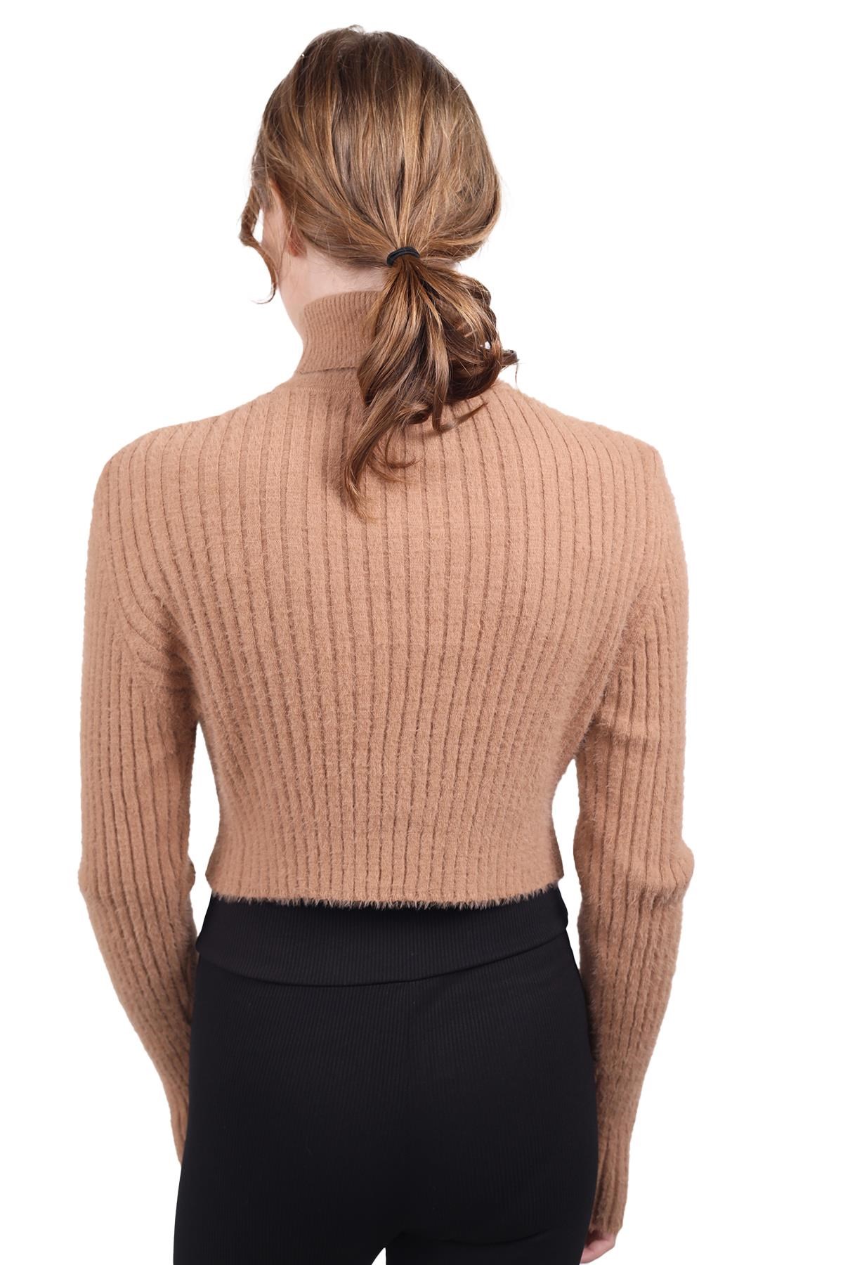 Camel Boğazlı Kol Taş Detay Yumoş Kazak 6627