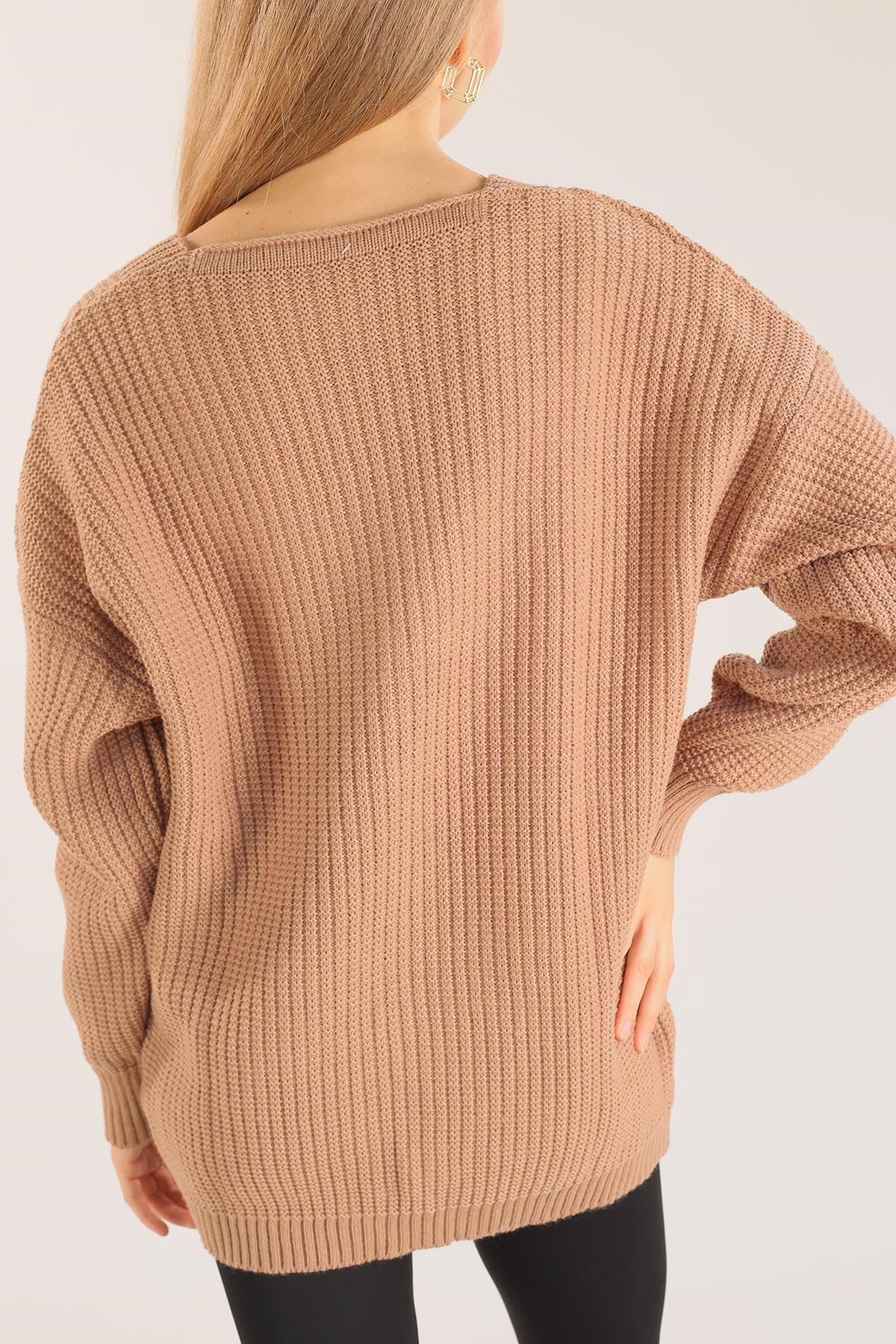 Camel Çiçek Nakışlı Hırka 383