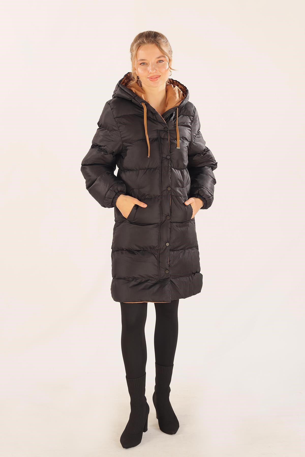 Camel Çift Renkli Oversize Mont 0021-1