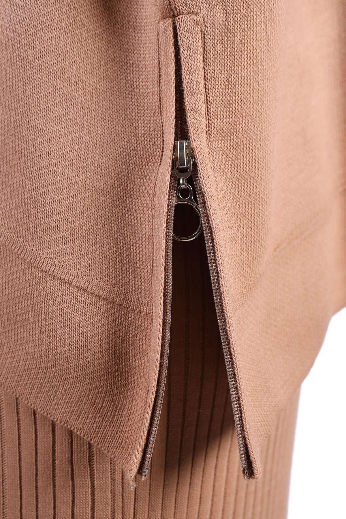 Camel Degaje Yaka Elbise Takım 24267