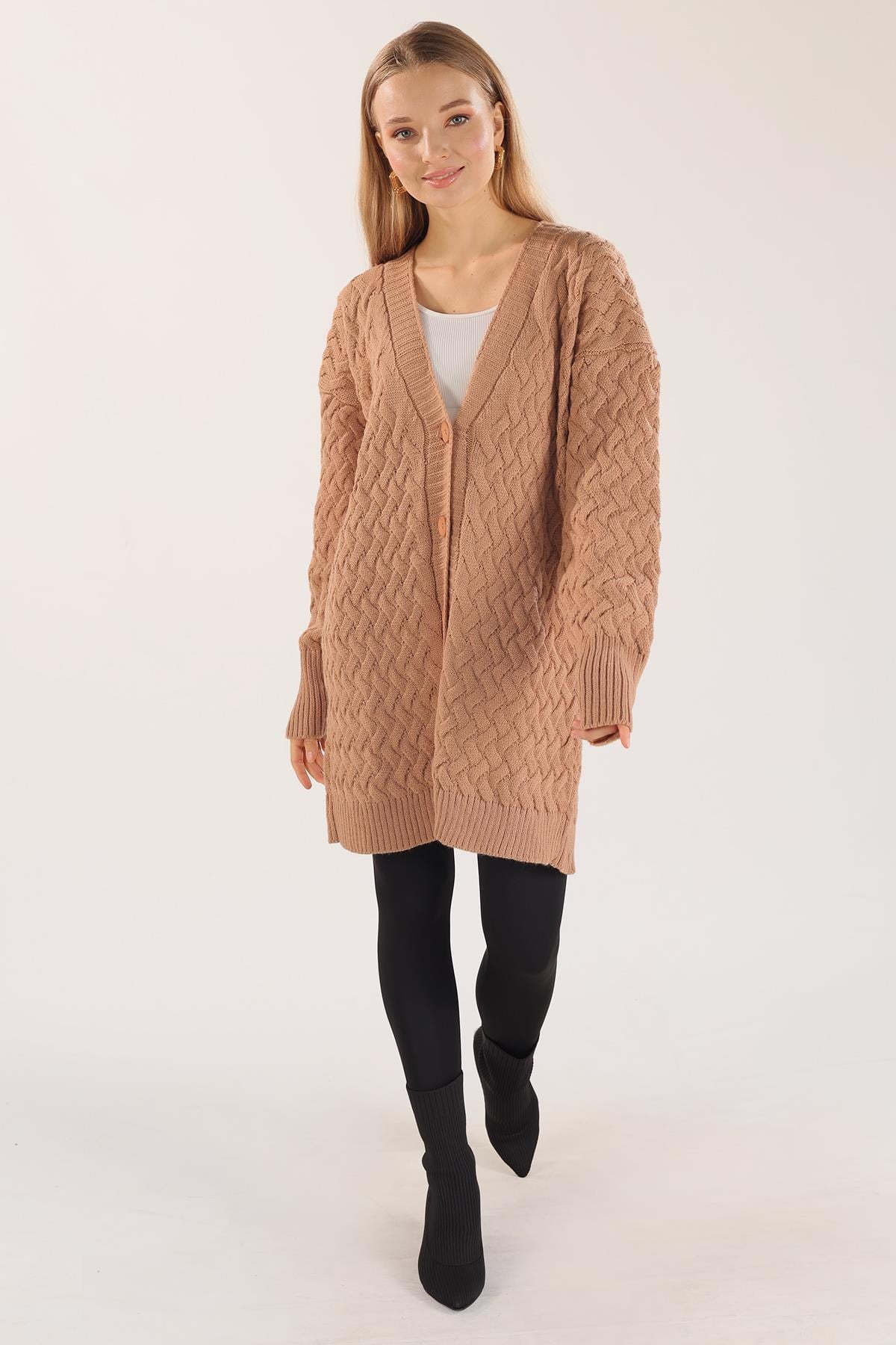 Camel Düğmeli Triko Hırka 369