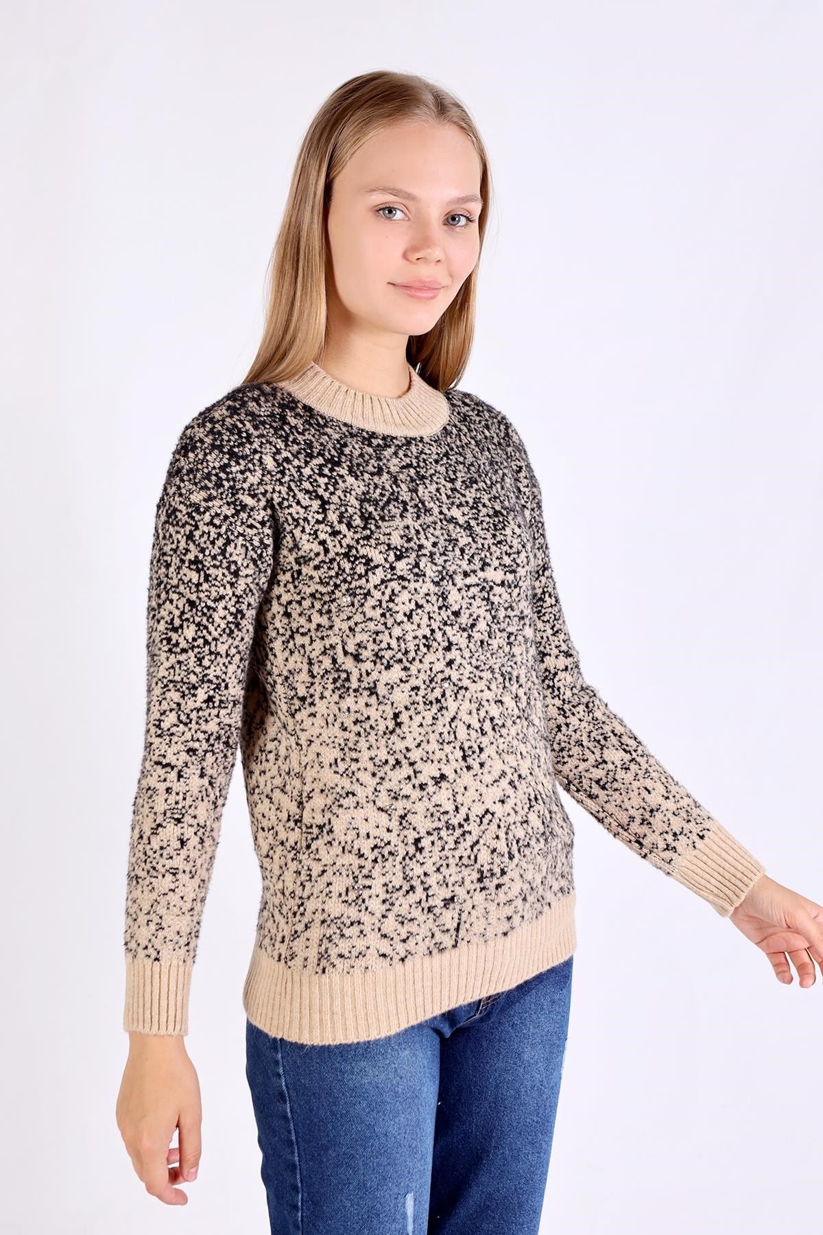 Camel İnci Detay Yumoş Kazak 604