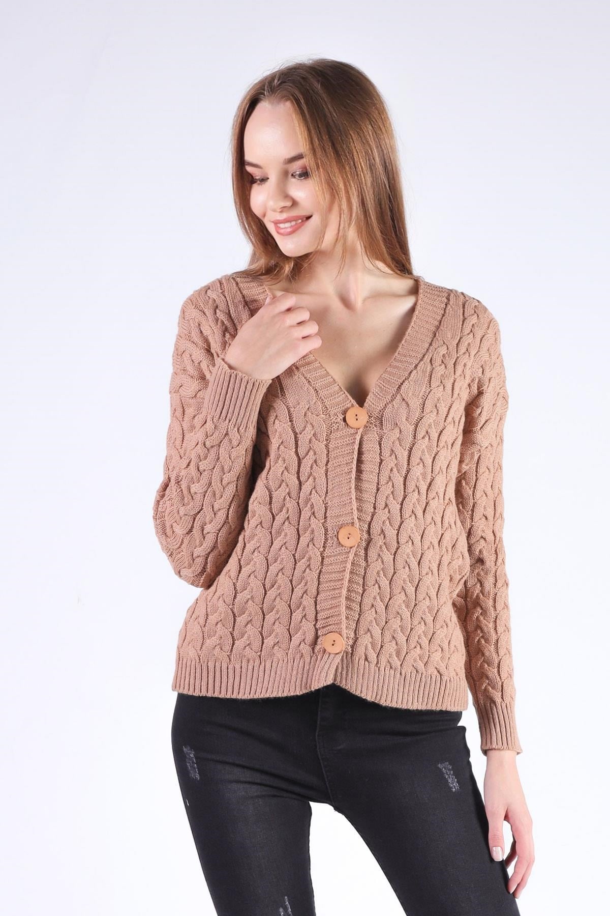 Camel Örgü Detay Hırka 379