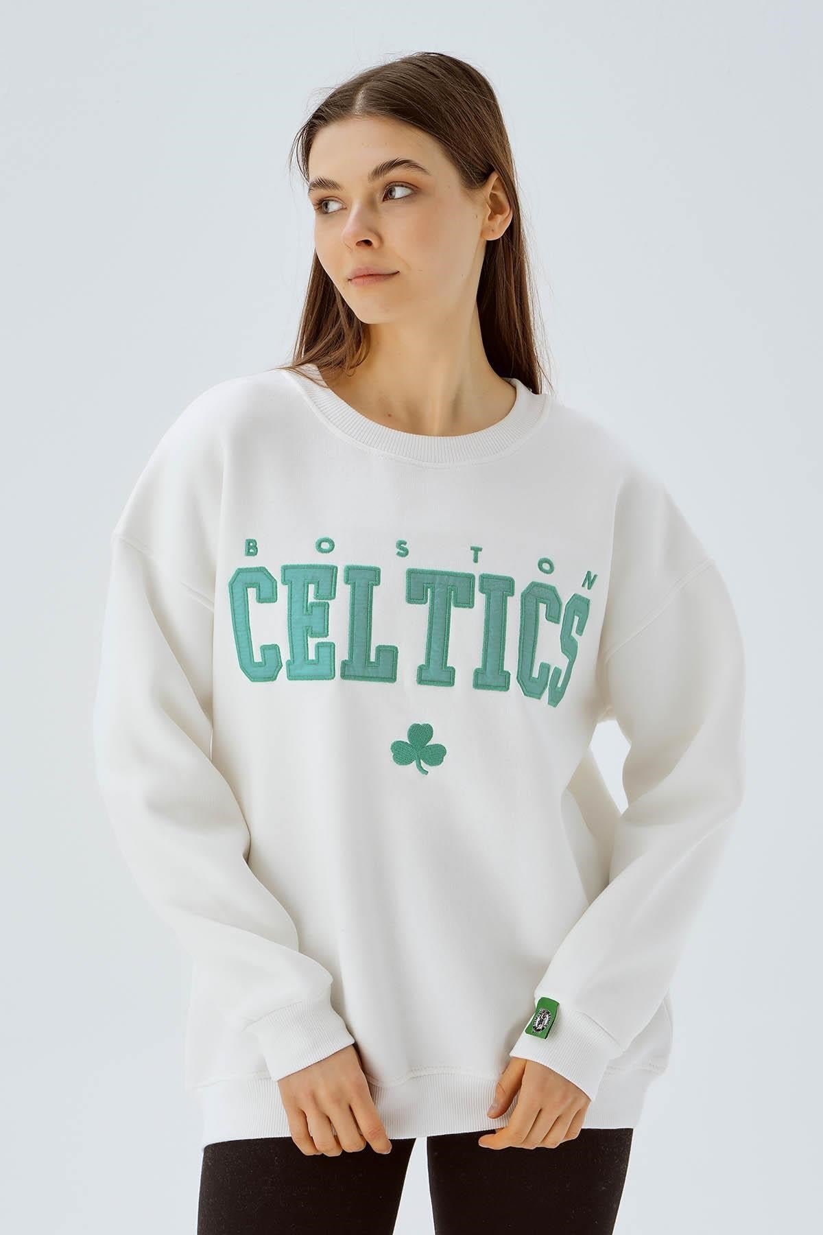 Ekru Boston Baskı Detay Sweat 3536