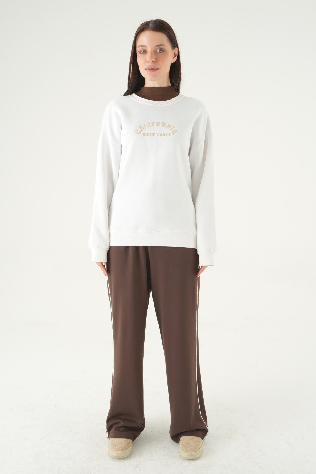 Ekru California Baskılı Sweat 1403
