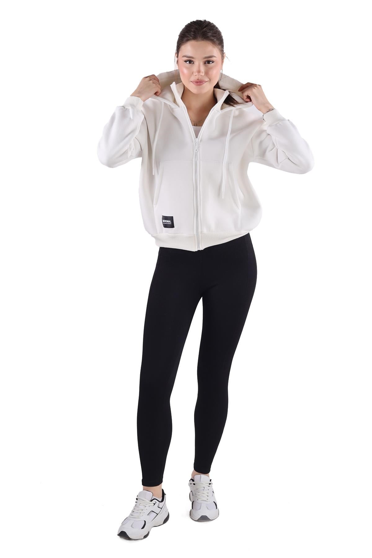 Ekru Fermuar Detay Sweat 9171M
