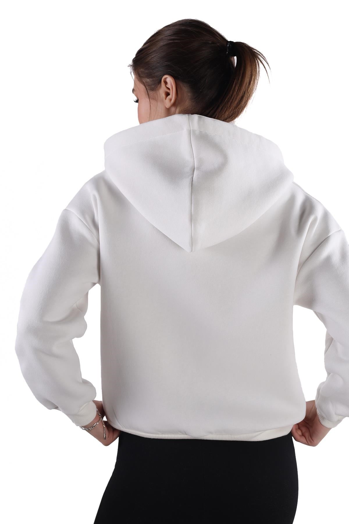 Ekru Fermuar Detay Sweat 9171M