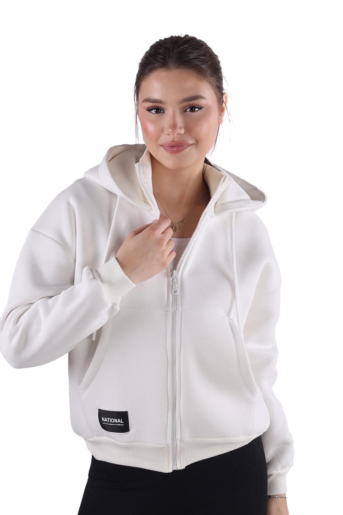Ekru Fermuar Detay Sweat 9171M