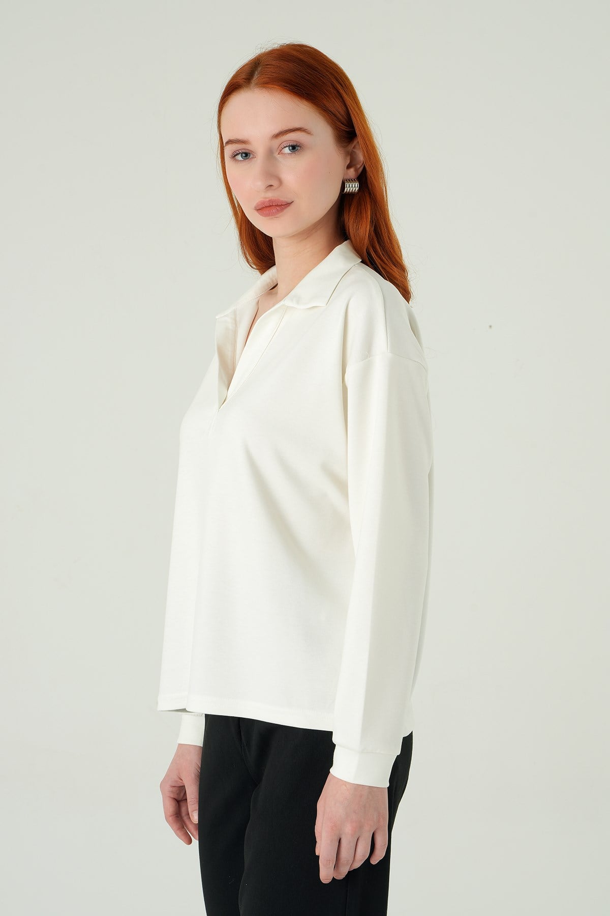 Ekru Gömlek Yaka Sweat 8275A