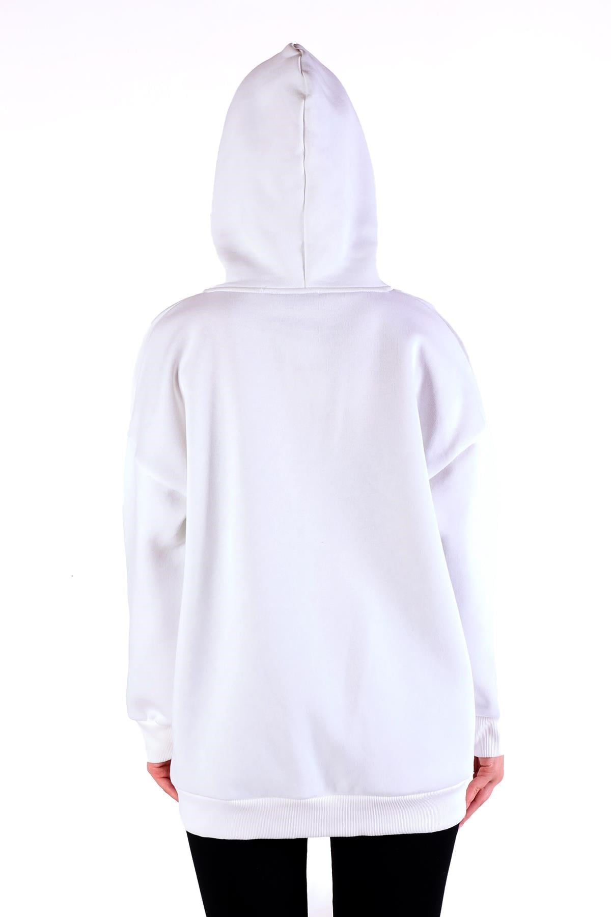 Ekru Kalp Nakış Detay Fermuarlı Sweat 9142M
